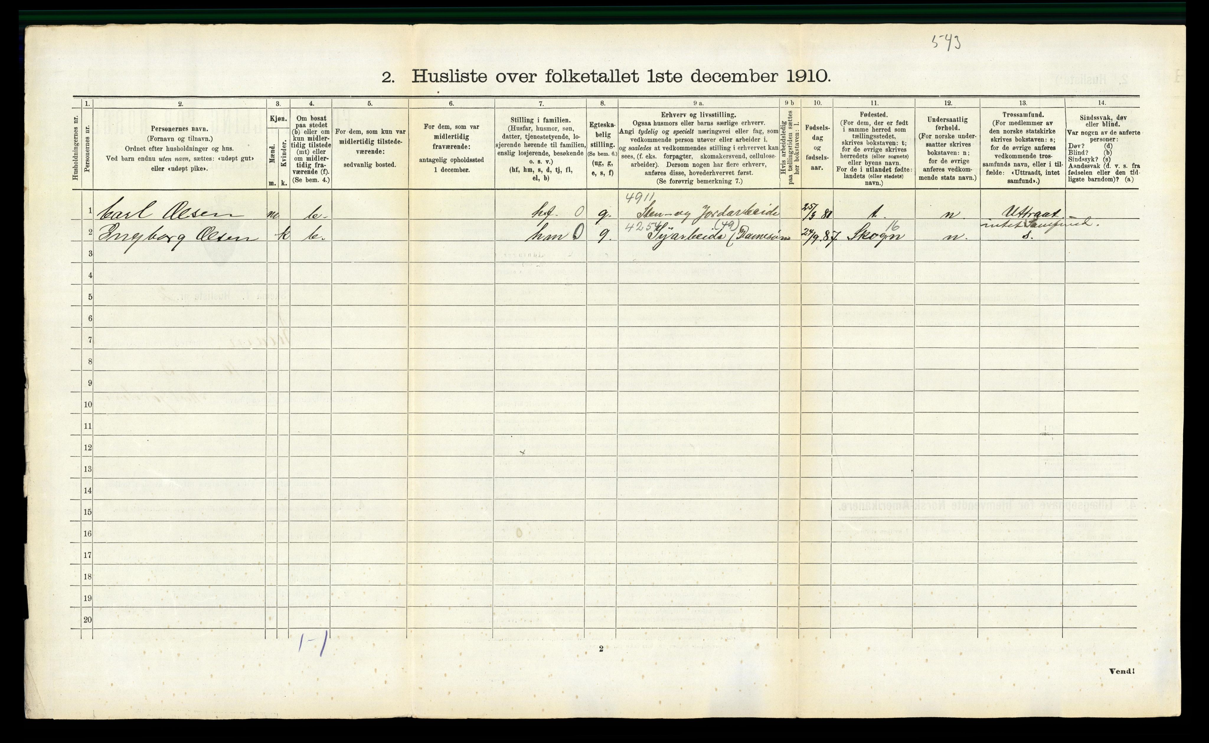 RA, 1910 census for Beiarn, 1910, p. 210