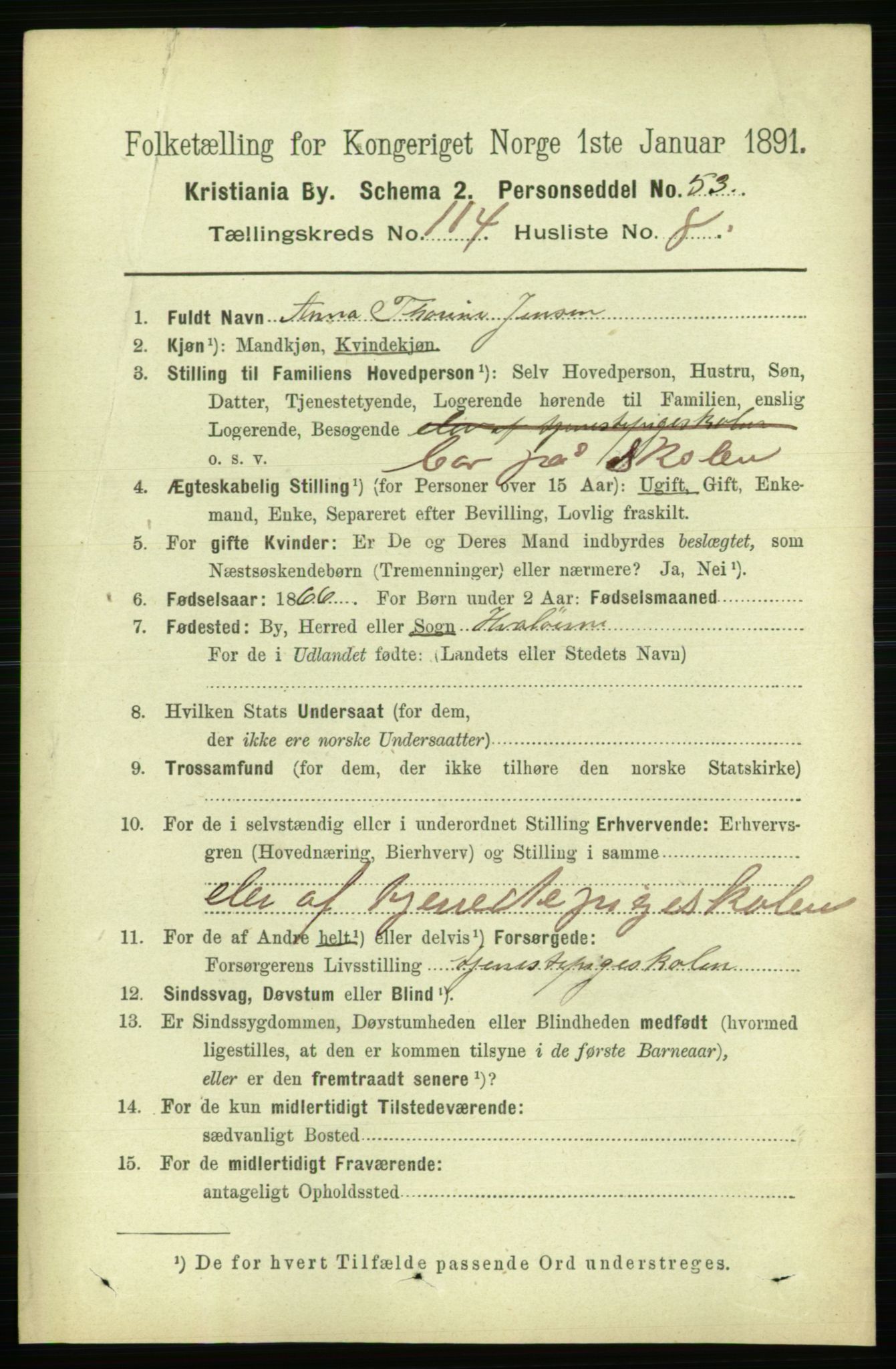 RA, 1891 census for 0301 Kristiania, 1891, p. 60996