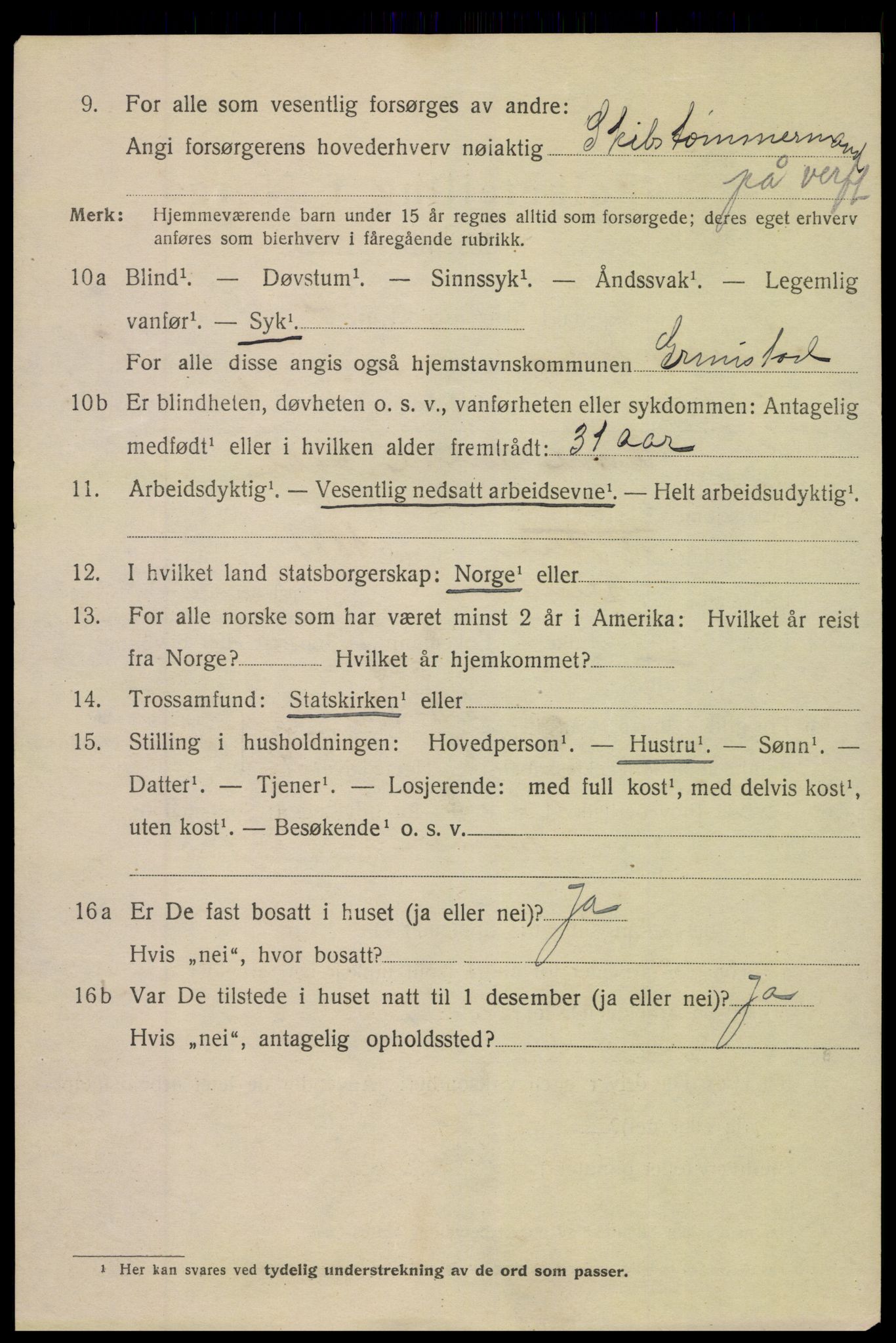 SAK, 1920 census for Grimstad, 1920, p. 6360