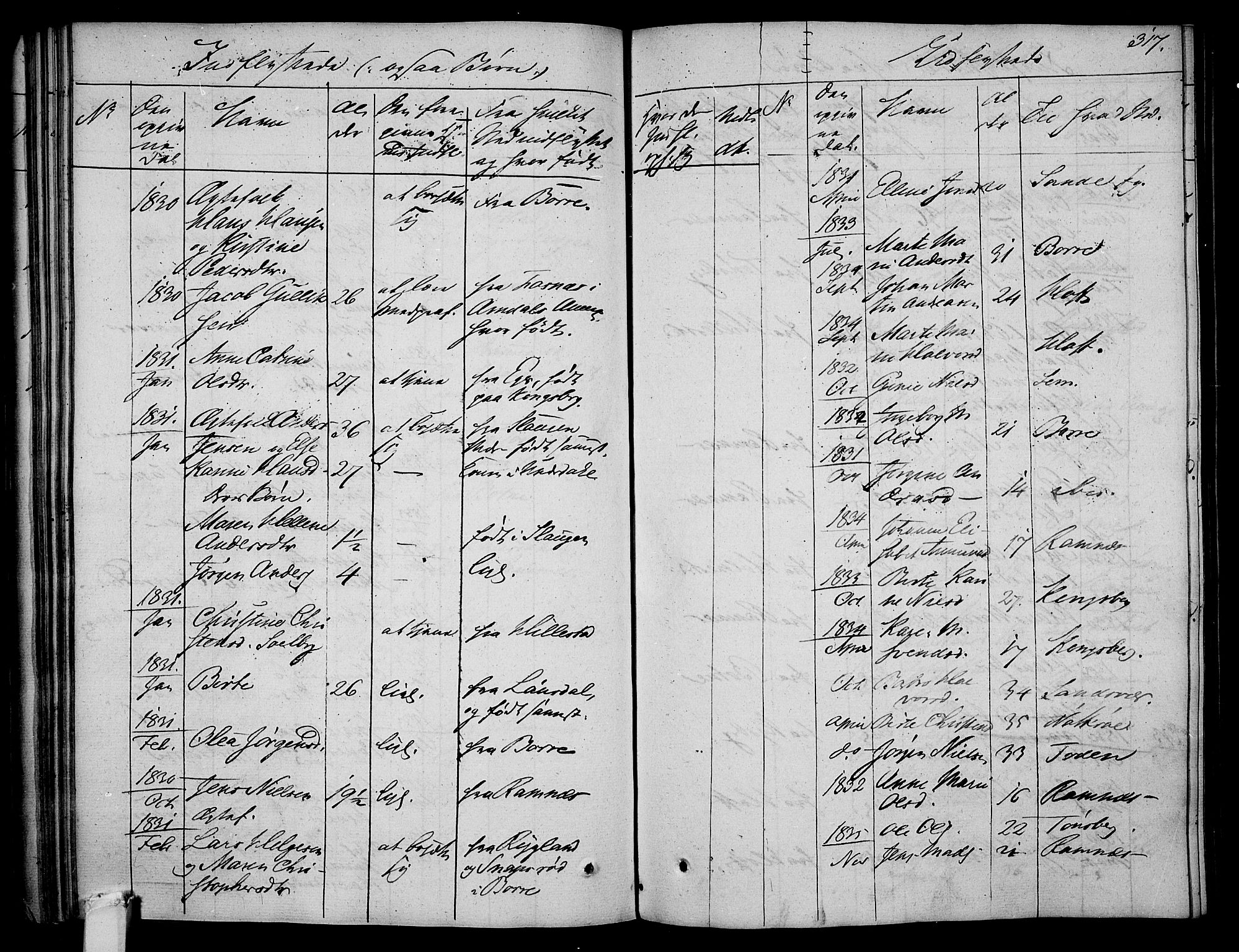 Våle kirkebøker, AV/SAKO-A-334/F/Fa/L0008: Parish register (official) no. I 8, 1824-1844, p. 317