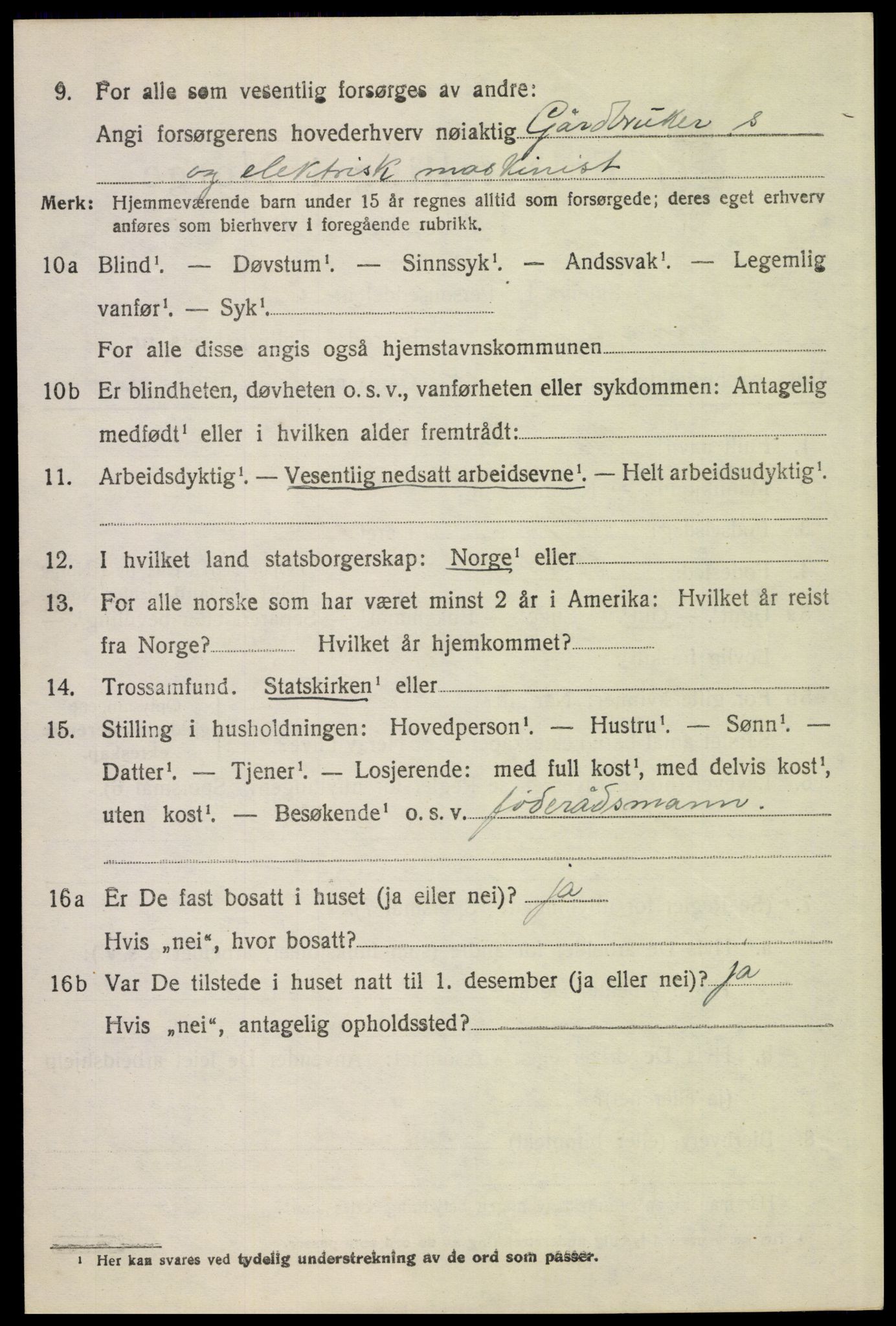 SAH, 1920 census for Kvikne, 1920, p. 1611