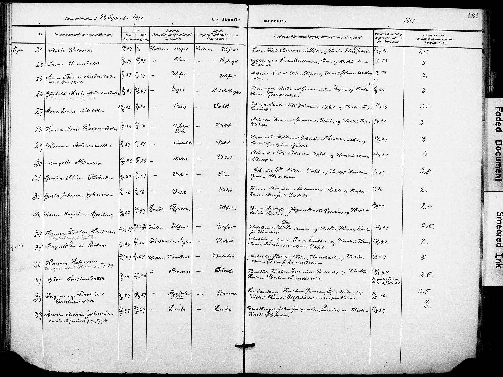 Holla kirkebøker, SAKO/A-272/F/Fa/L0010: Parish register (official) no. 10, 1897-1907, p. 131