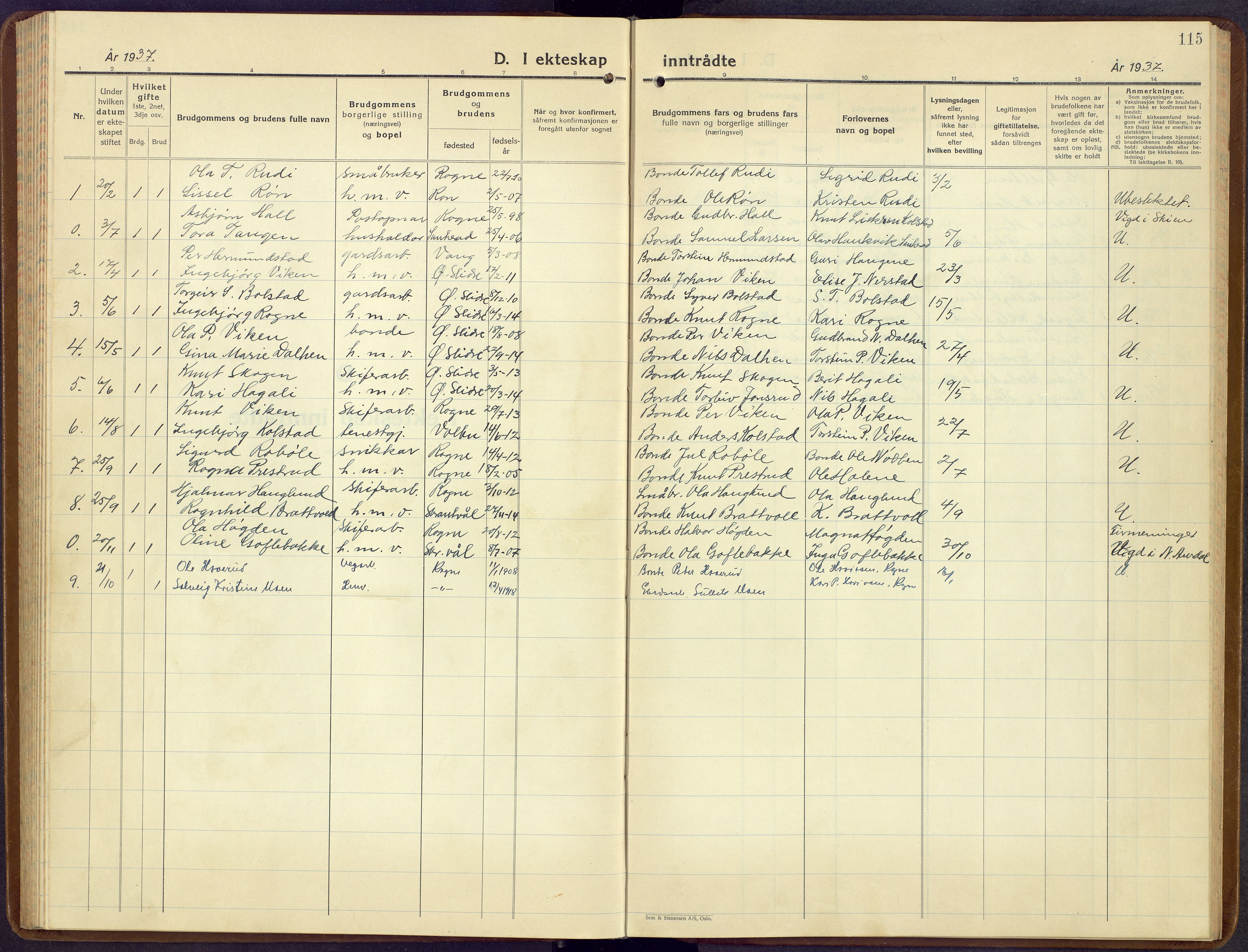 Øystre Slidre prestekontor, SAH/PREST-138/H/Ha/Hab/L0011: Parish register (copy) no. 11, 1937-1966, p. 115