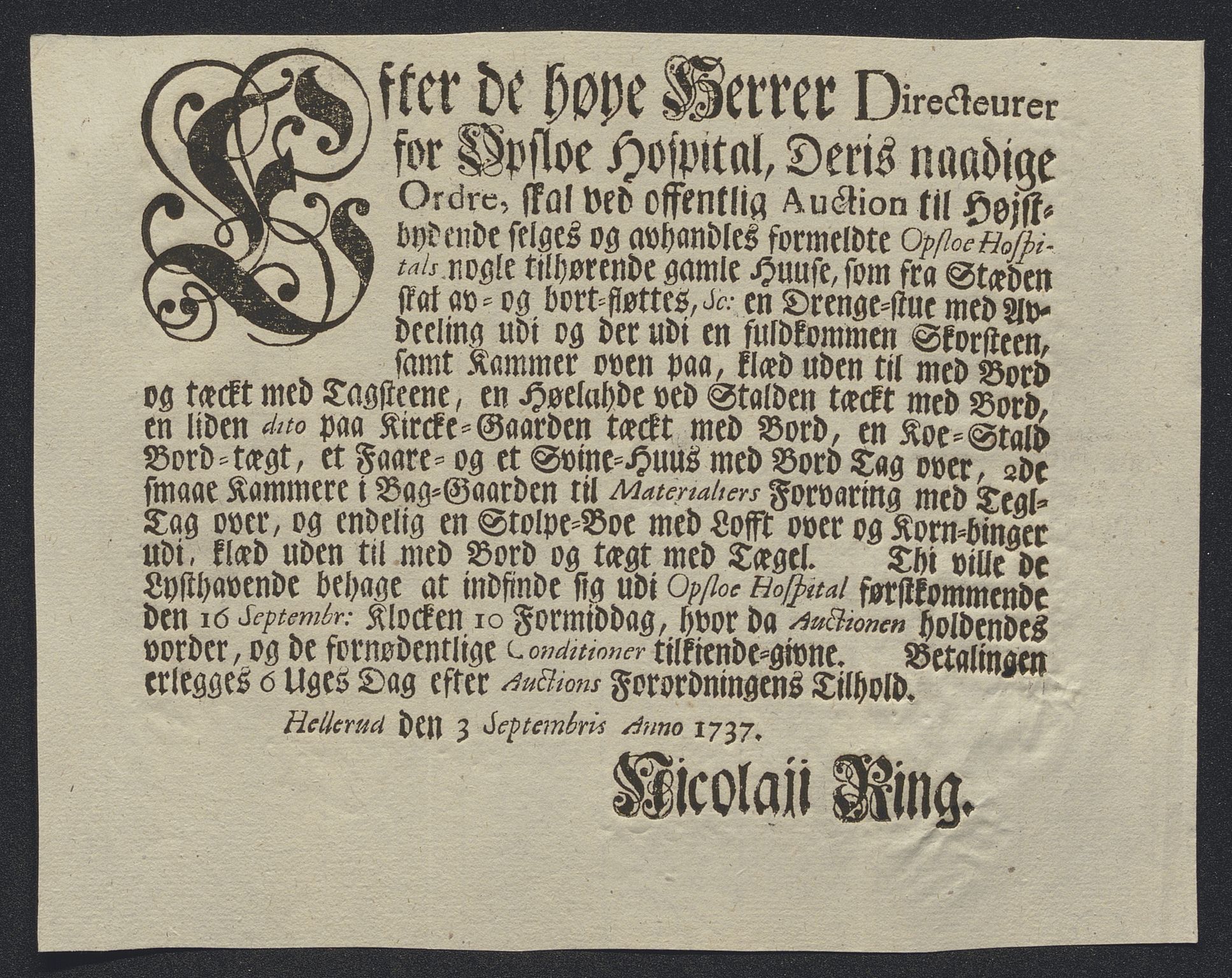 Oslo stiftsdireksjon, SAO/A-11085/K/Kb/L0002/0007: Oslo Hospital / Nybygg, auksjonssalg, innhegning av kirkegård, 1737-1803, p. 17