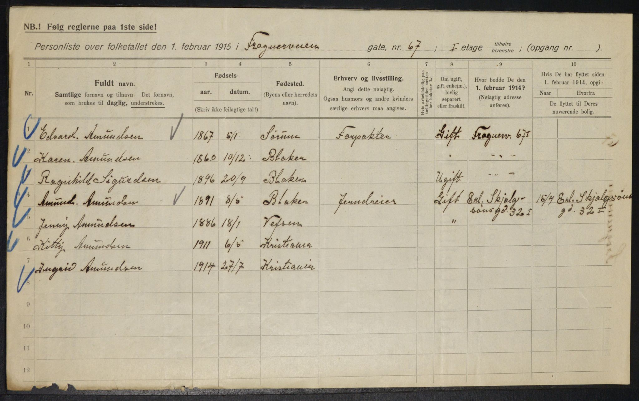 OBA, Municipal Census 1915 for Kristiania, 1915, p. 27627