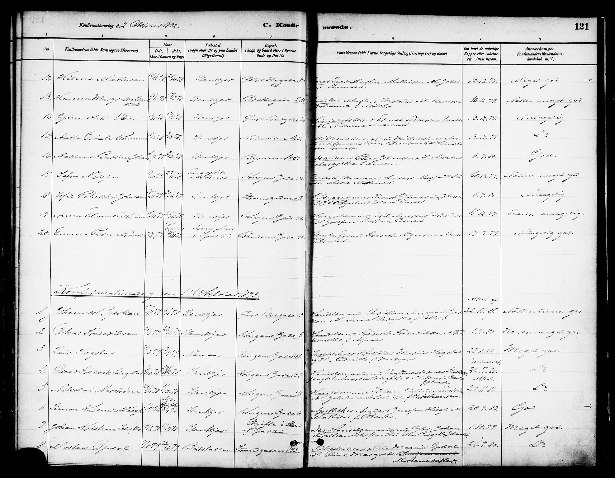 Ministerialprotokoller, klokkerbøker og fødselsregistre - Nord-Trøndelag, SAT/A-1458/739/L0371: Parish register (official) no. 739A03, 1881-1895, p. 121