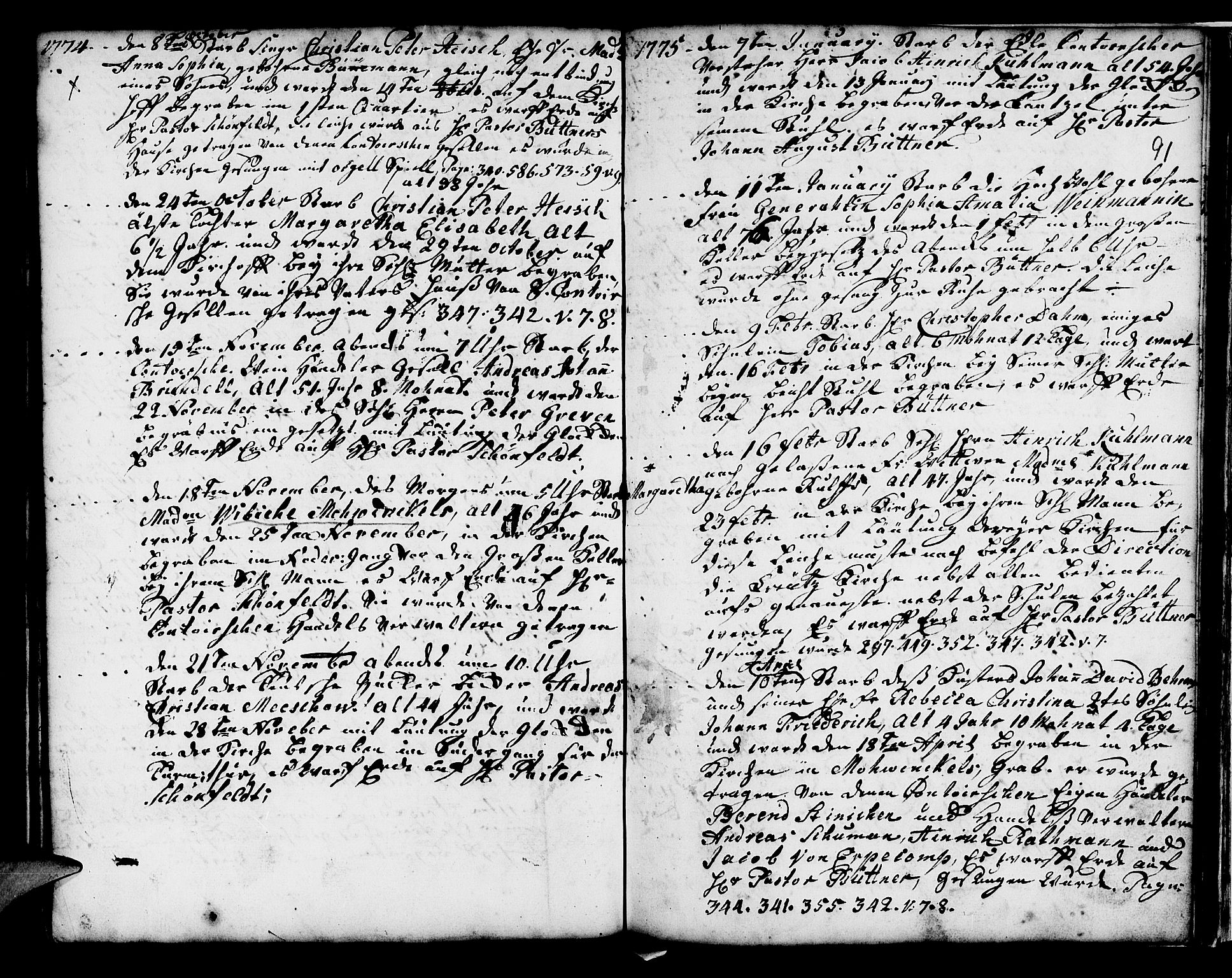 Mariakirken Sokneprestembete, SAB/A-76901/H/Haa/L0001: Parish register (official) no. A 1, 1740-1784, p. 91