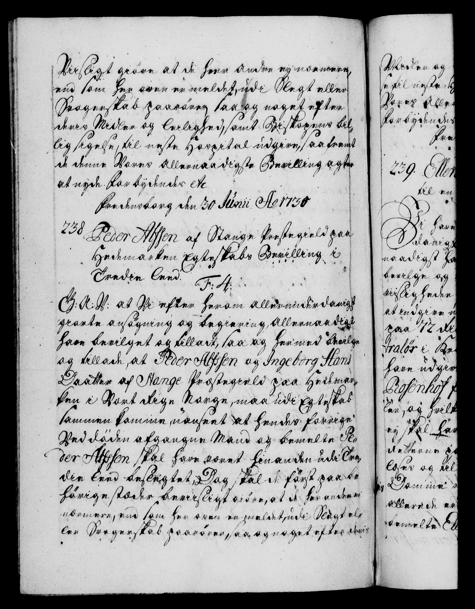 Danske Kanselli 1572-1799, AV/RA-EA-3023/F/Fc/Fca/Fcaa/L0026: Norske registre, 1729-1730, p. 488b