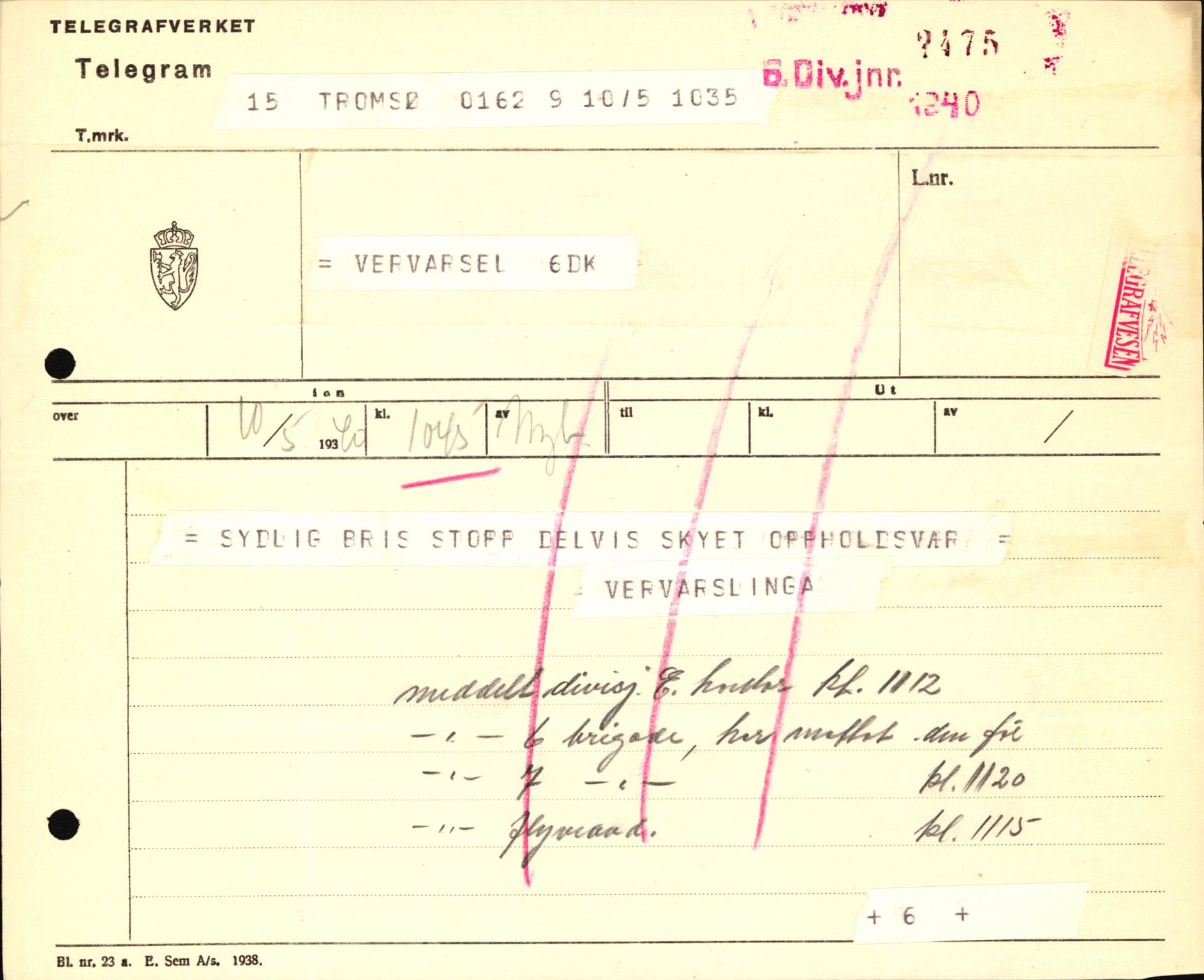 Forsvaret, Forsvarets krigshistoriske avdeling, AV/RA-RAFA-2017/Y/Yb/L0123: II-C-11-600  -  6. Divisjon med avdelinger, 1940, p. 492