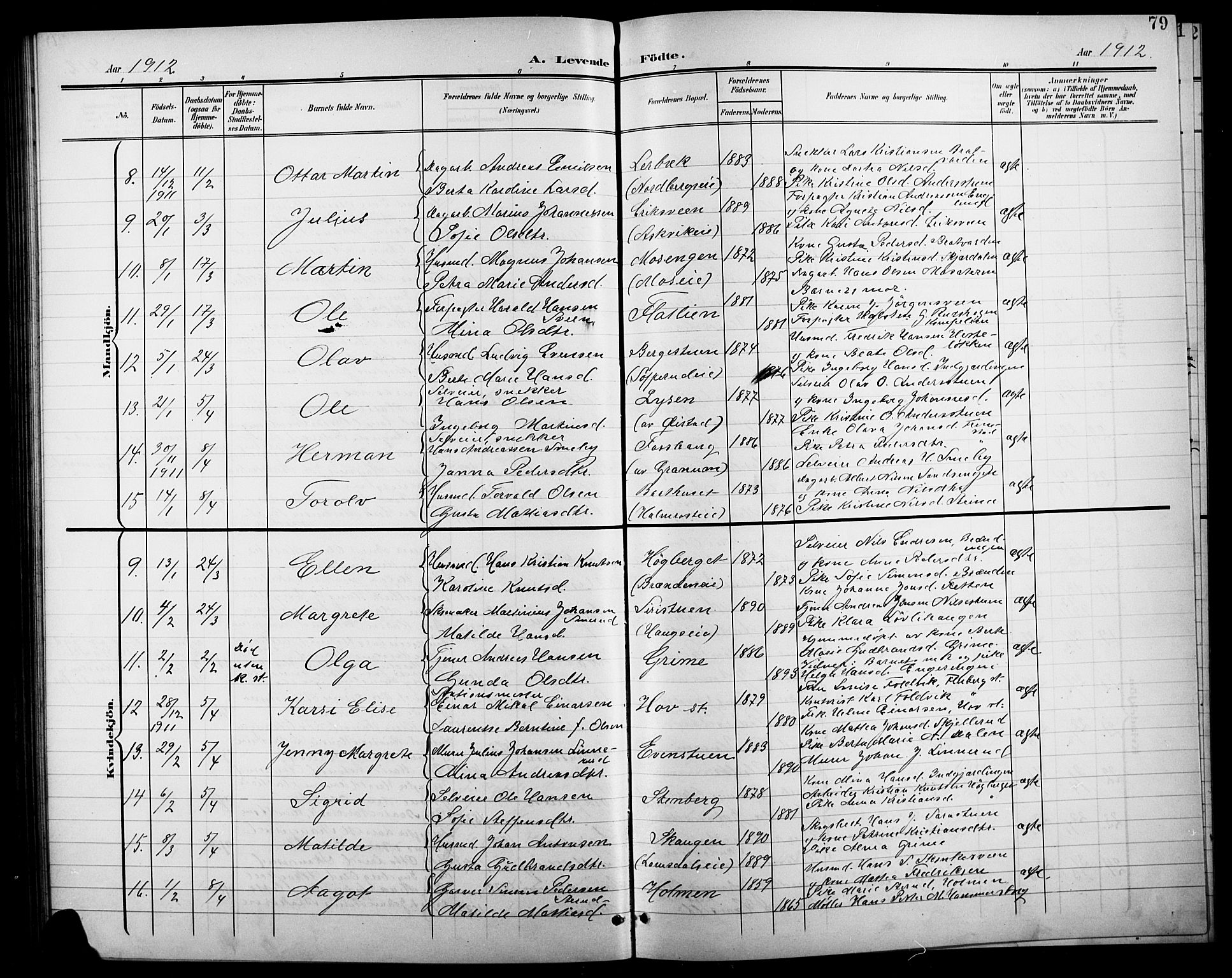 Søndre Land prestekontor, AV/SAH-PREST-122/L/L0004: Parish register (copy) no. 4, 1901-1915, p. 79