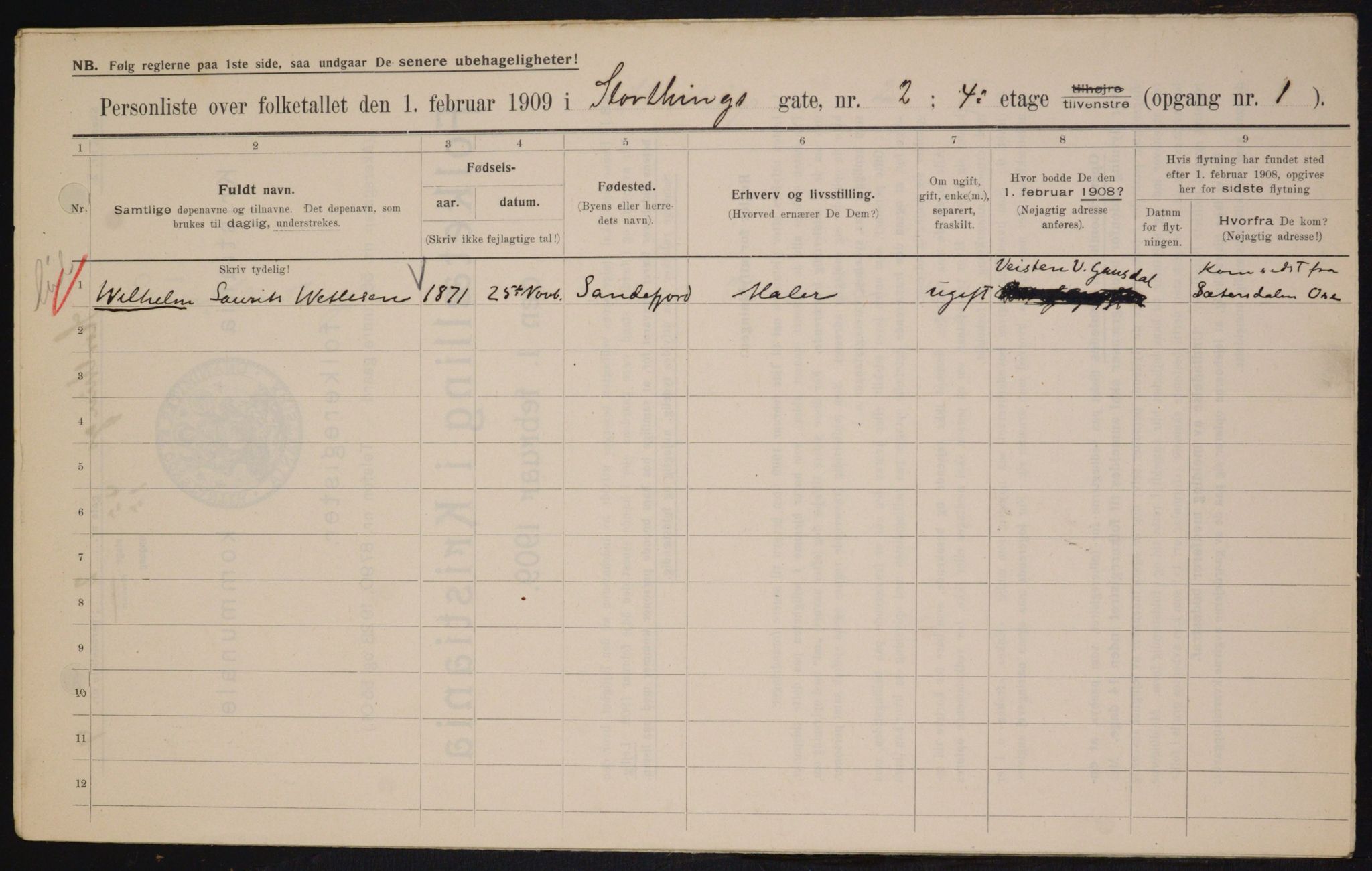 OBA, Municipal Census 1909 for Kristiania, 1909, p. 93571