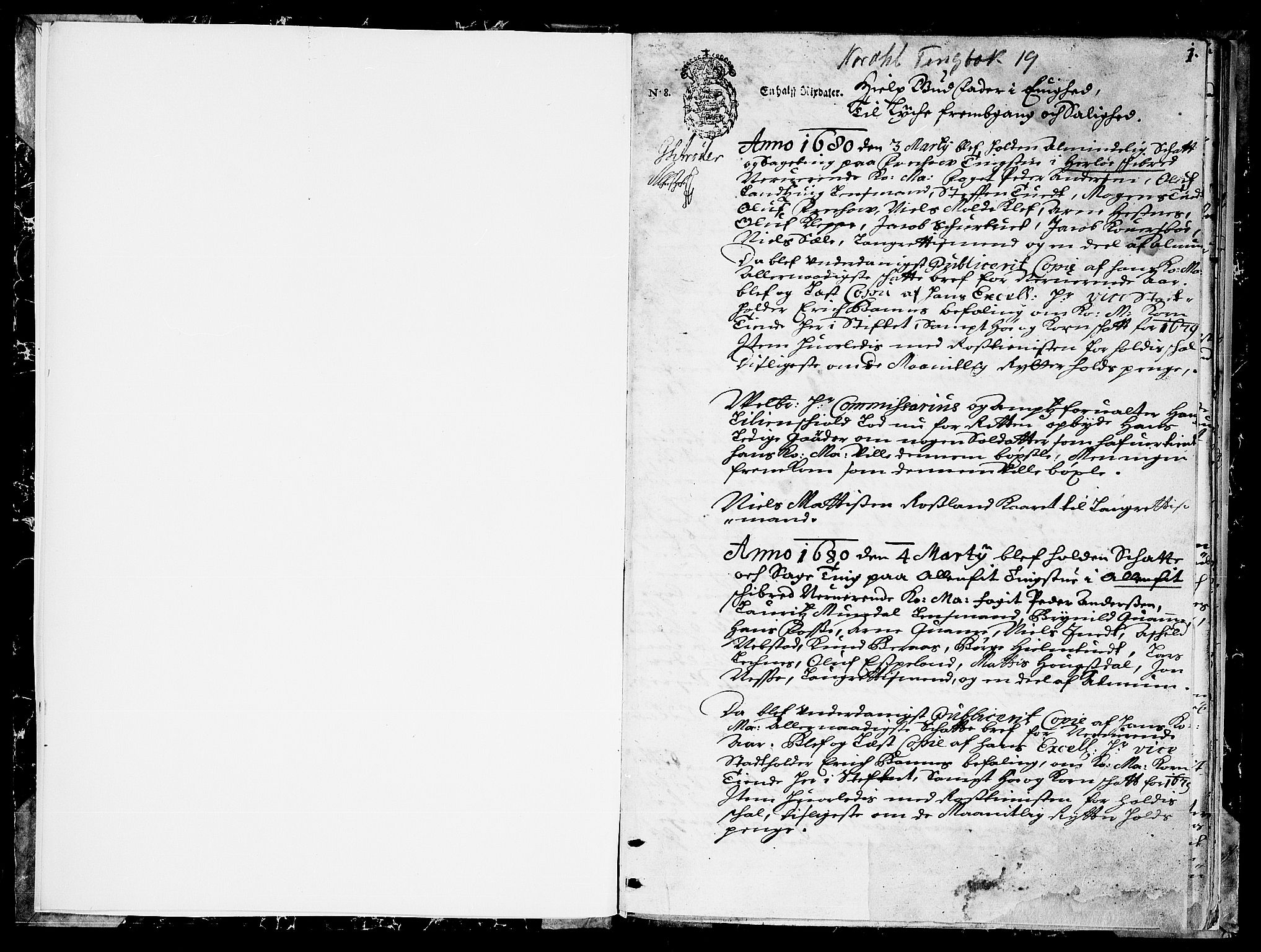 Nordhordland sorenskrivar, SAB/A-2901/1/F/Fa/L0019: Tingbok (justisprotokoll), 1680-1681, p. 0b-1a