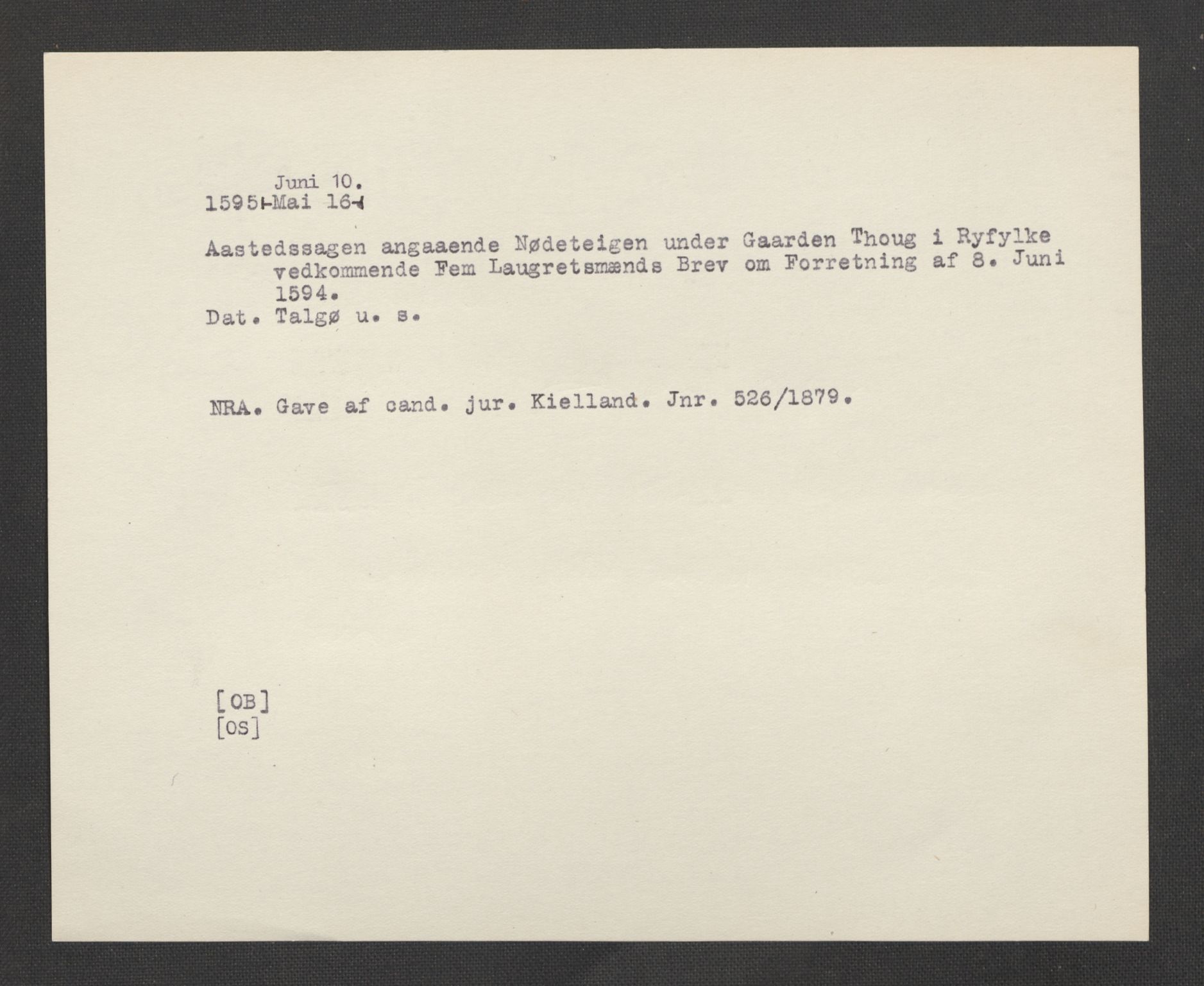 Riksarkivets diplomsamling, AV/RA-EA-5965/F02/L0100: Dokumenter, 1595, p. 3