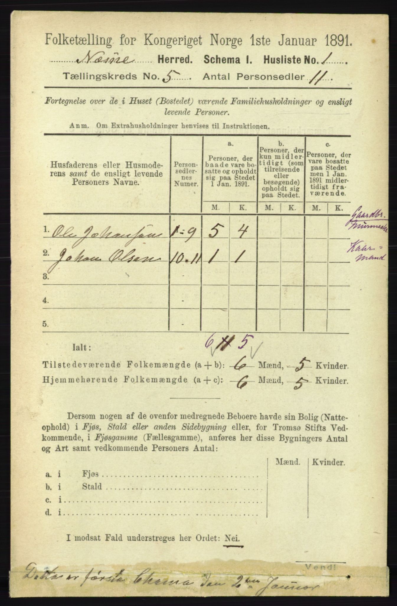 RA, 1891 census for 1828 Nesna, 1891, p. 2697