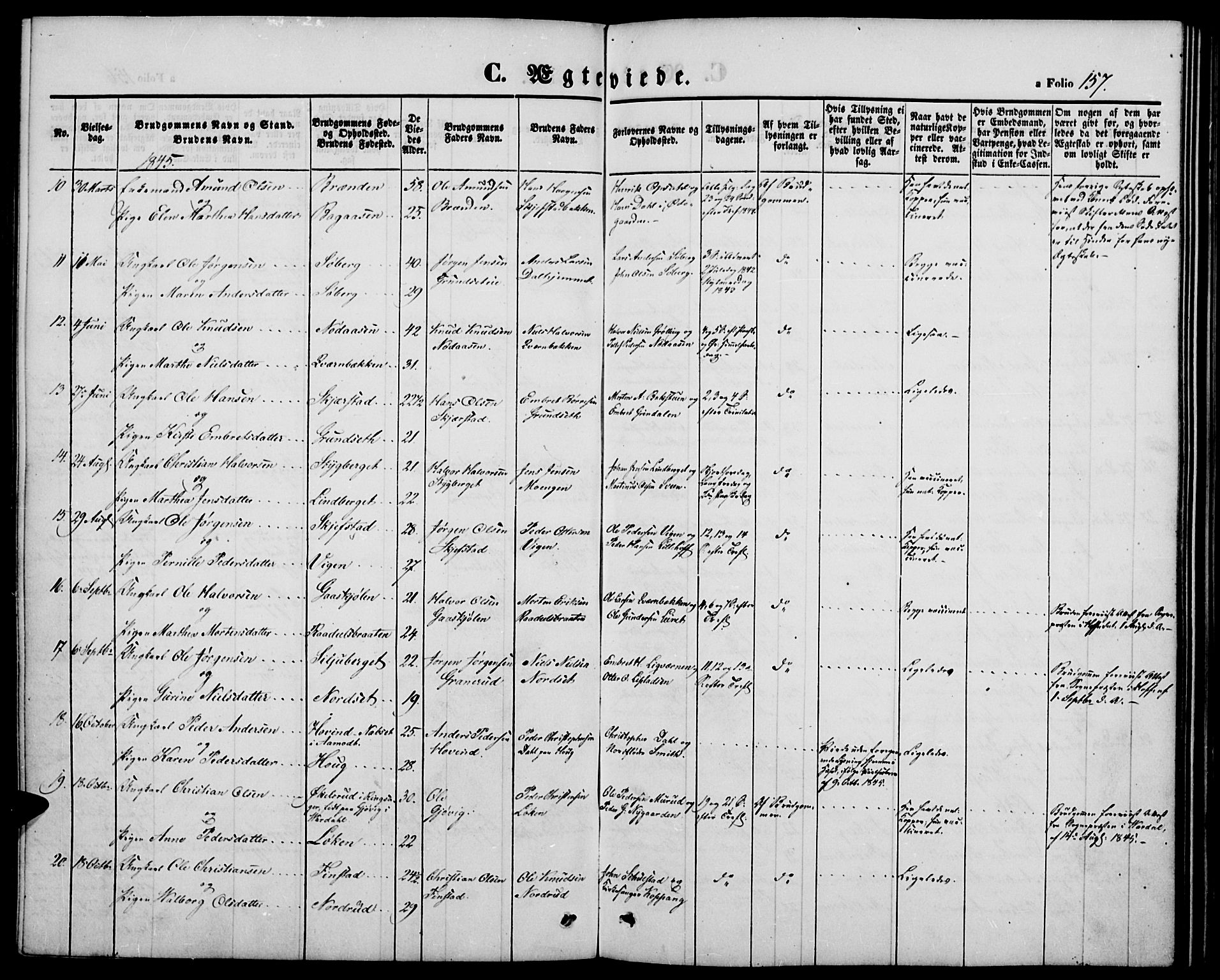 Elverum prestekontor, AV/SAH-PREST-044/H/Ha/Hab/L0002: Parish register (copy) no. 2, 1845-1855, p. 157