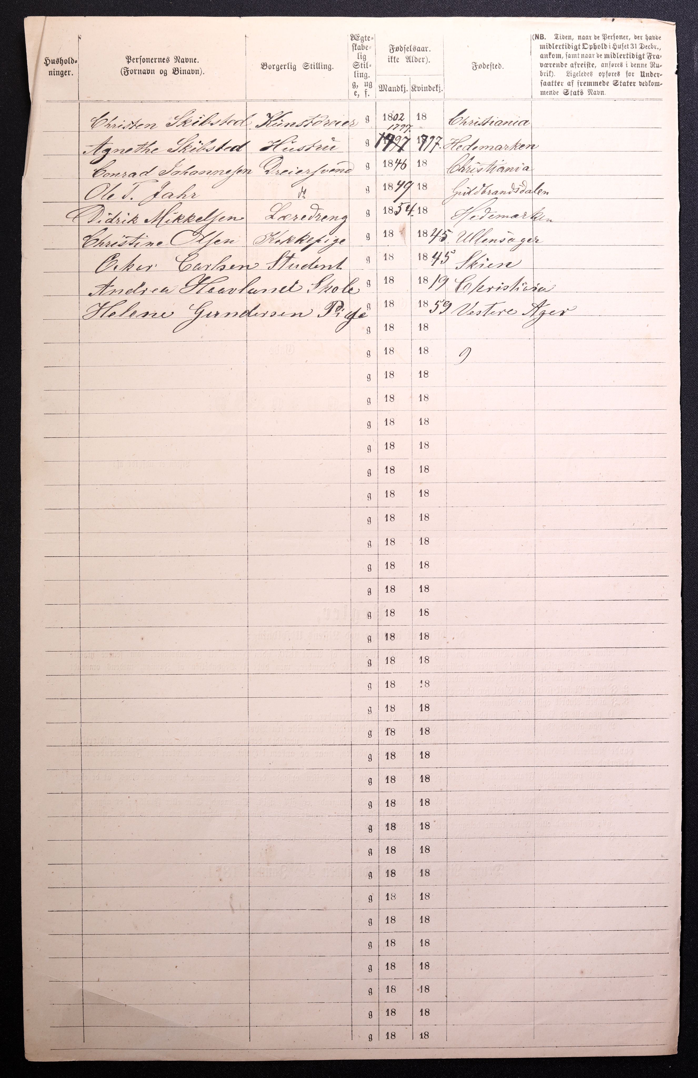 RA, 1870 census for 0301 Kristiania, 1870, p. 4313
