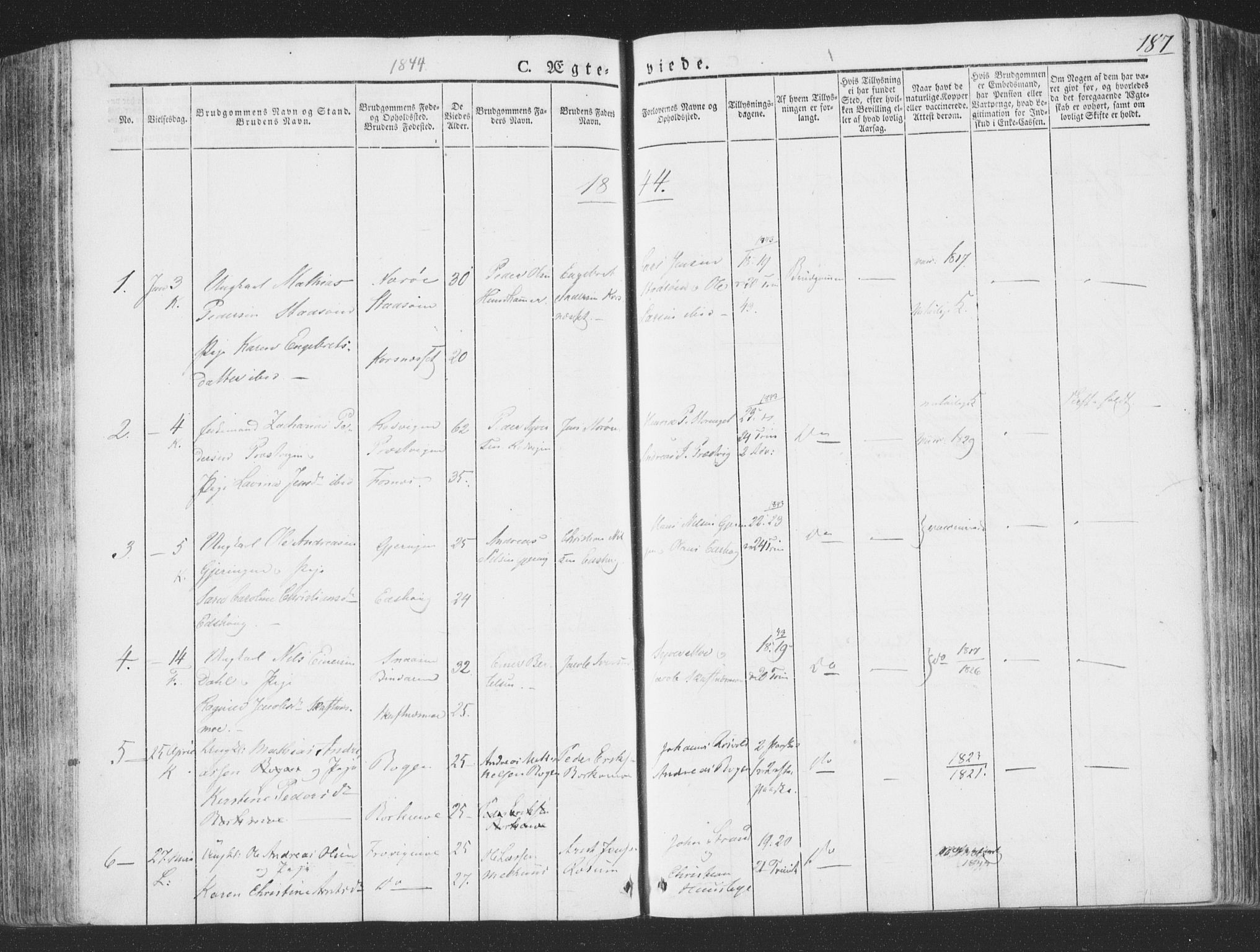 Ministerialprotokoller, klokkerbøker og fødselsregistre - Nord-Trøndelag, SAT/A-1458/780/L0639: Parish register (official) no. 780A04, 1830-1844, p. 187