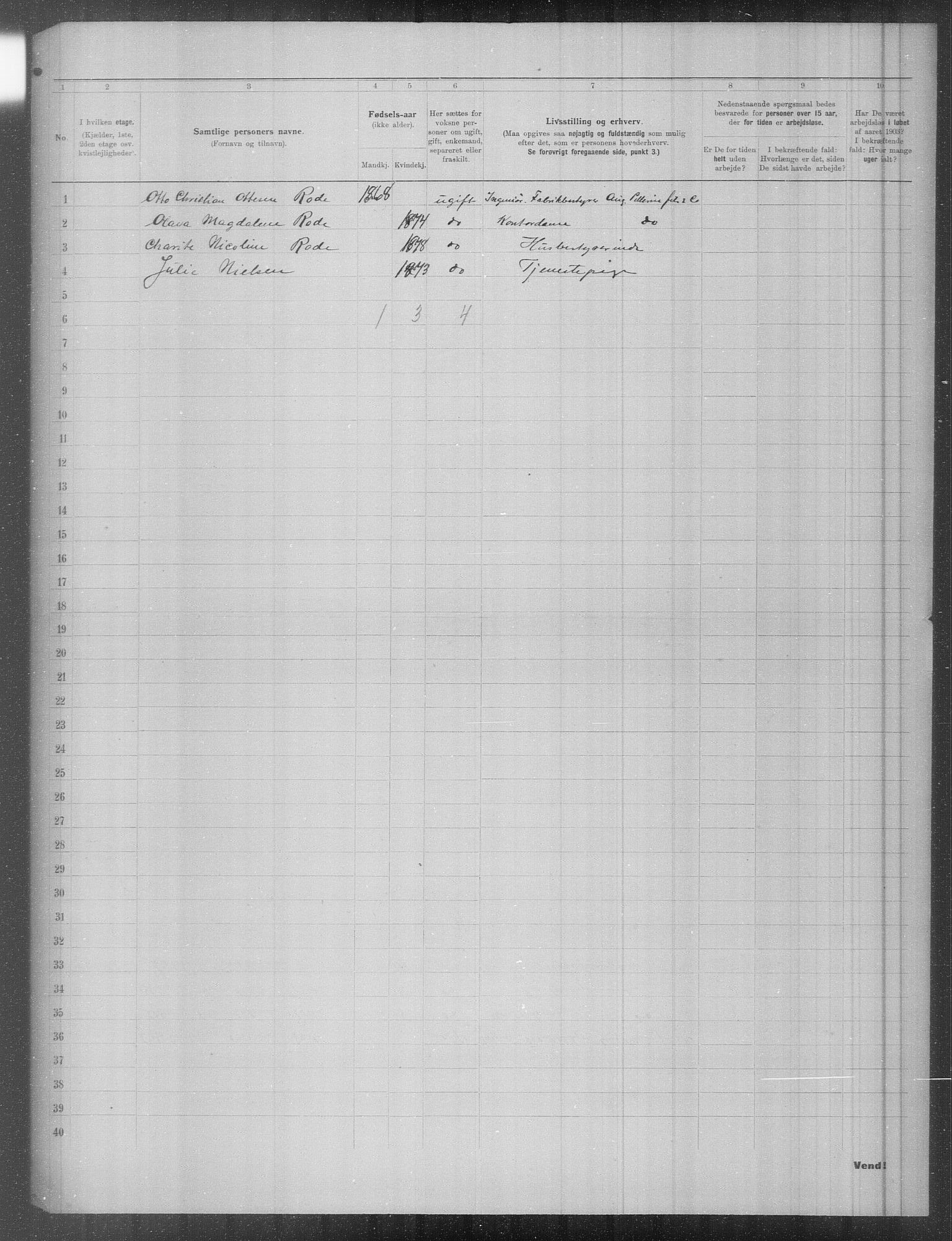 OBA, Municipal Census 1903 for Kristiania, 1903, p. 1644