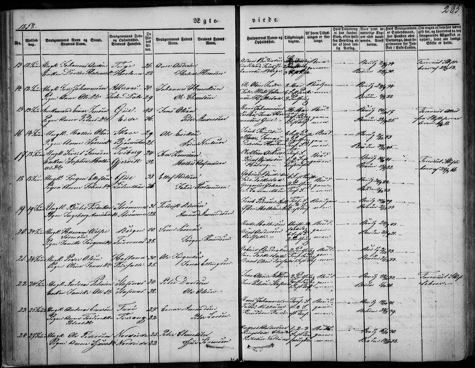 Askvoll sokneprestembete, AV/SAB-A-79501/H/Haa/Haaa/L0011/0002: Parish register (official) no. A 11 II, 1845-1878, p. 285