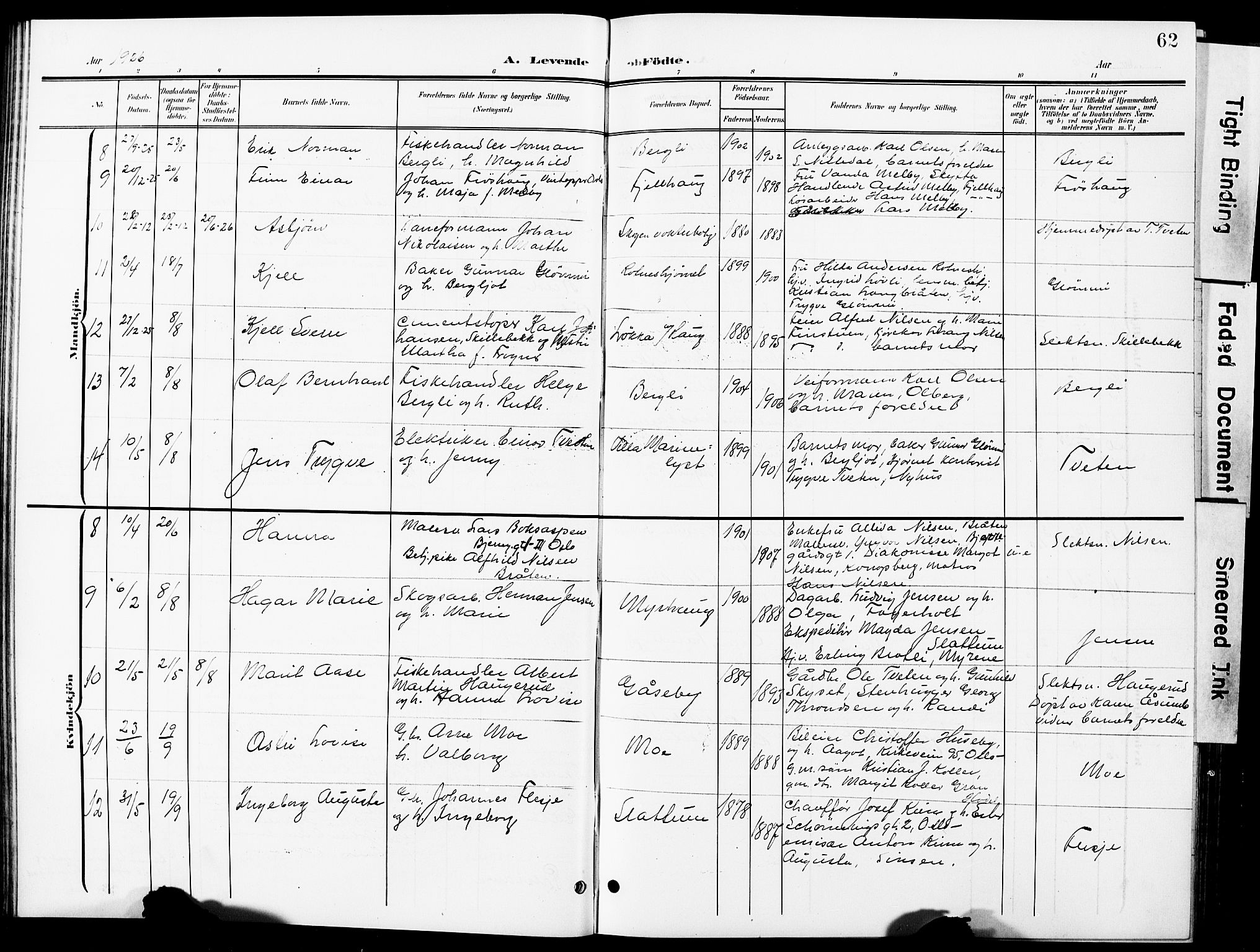 Nittedal prestekontor Kirkebøker, SAO/A-10365a/G/Ga/L0003: Parish register (copy) no. I 3, 1902-1929, p. 62