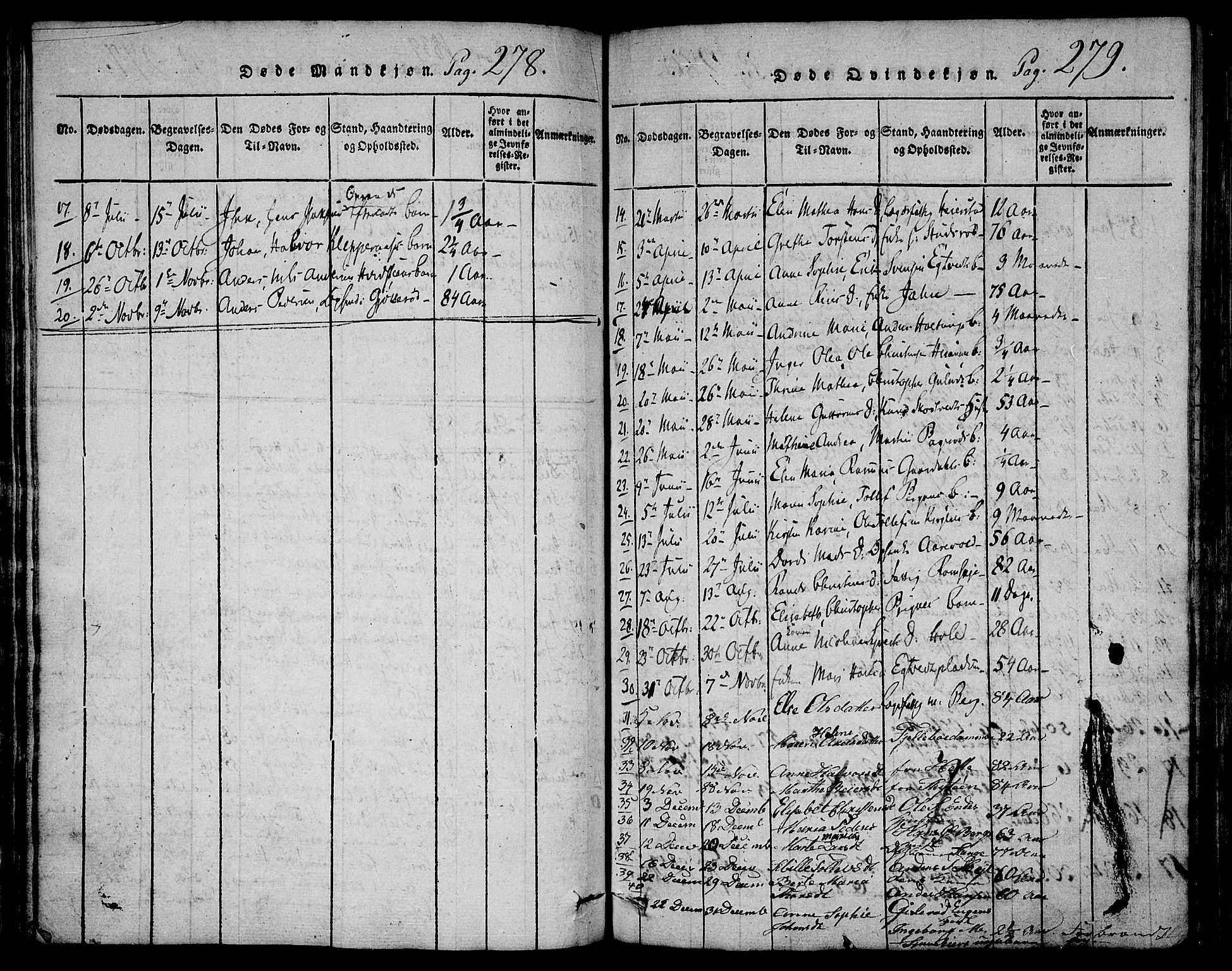 Ramnes kirkebøker, SAKO/A-314/F/Fa/L0004: Parish register (official) no. I 4, 1813-1840, p. 278-279