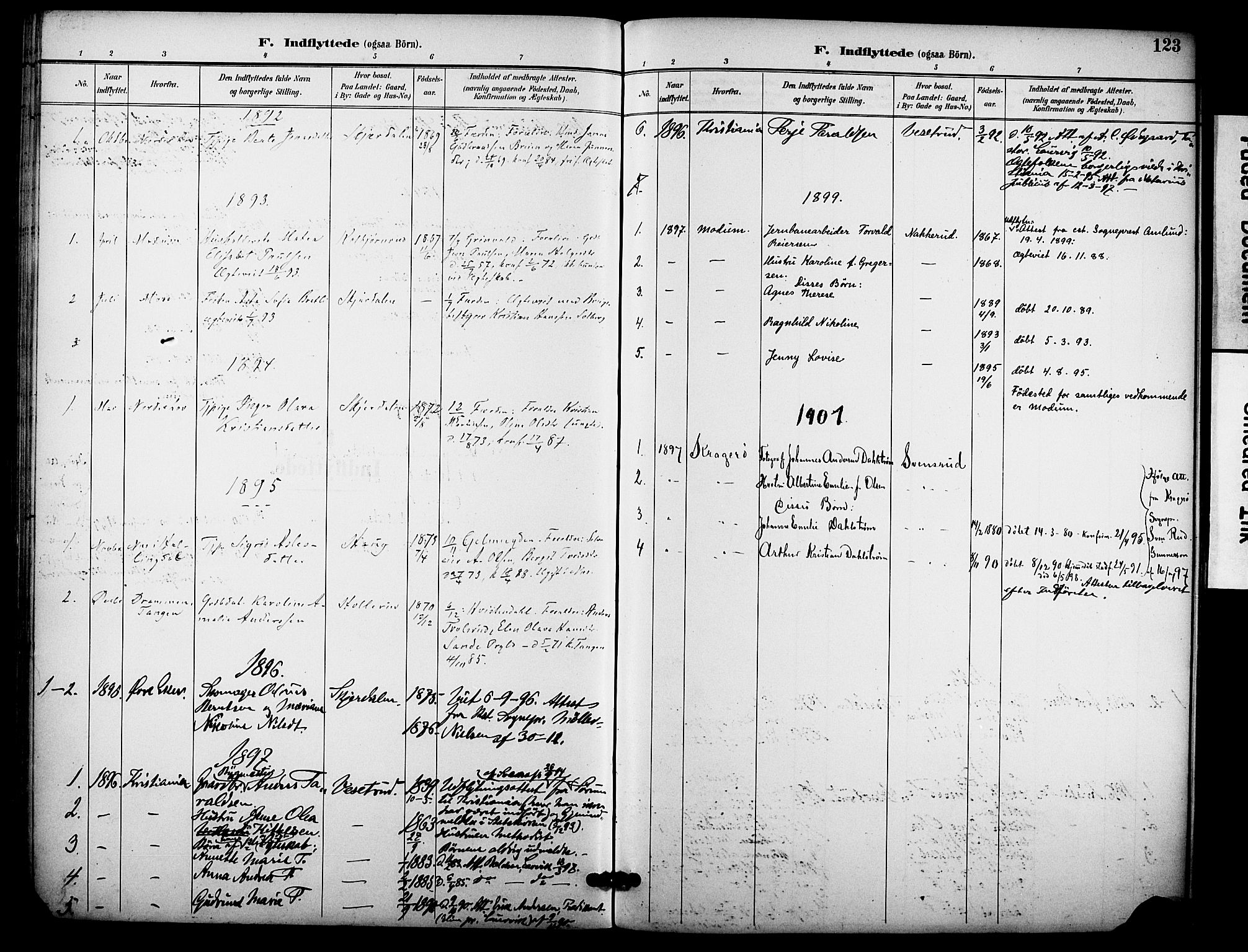 Hole kirkebøker, SAKO/A-228/F/Fb/L0002: Parish register (official) no. II 2, 1892-1906, p. 123