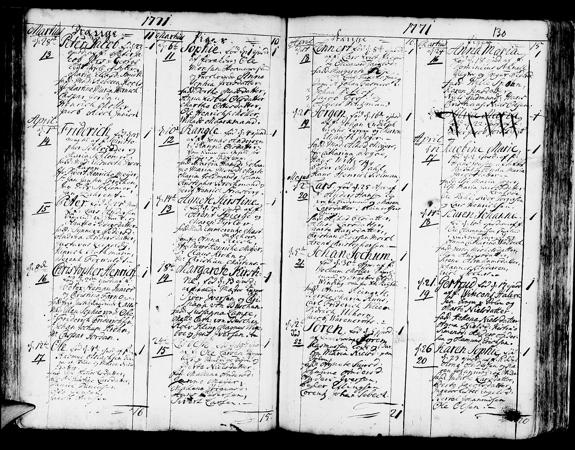 Korskirken sokneprestembete, SAB/A-76101/H/Haa/L0005: Parish register (official) no. A 5, 1751-1789, p. 130