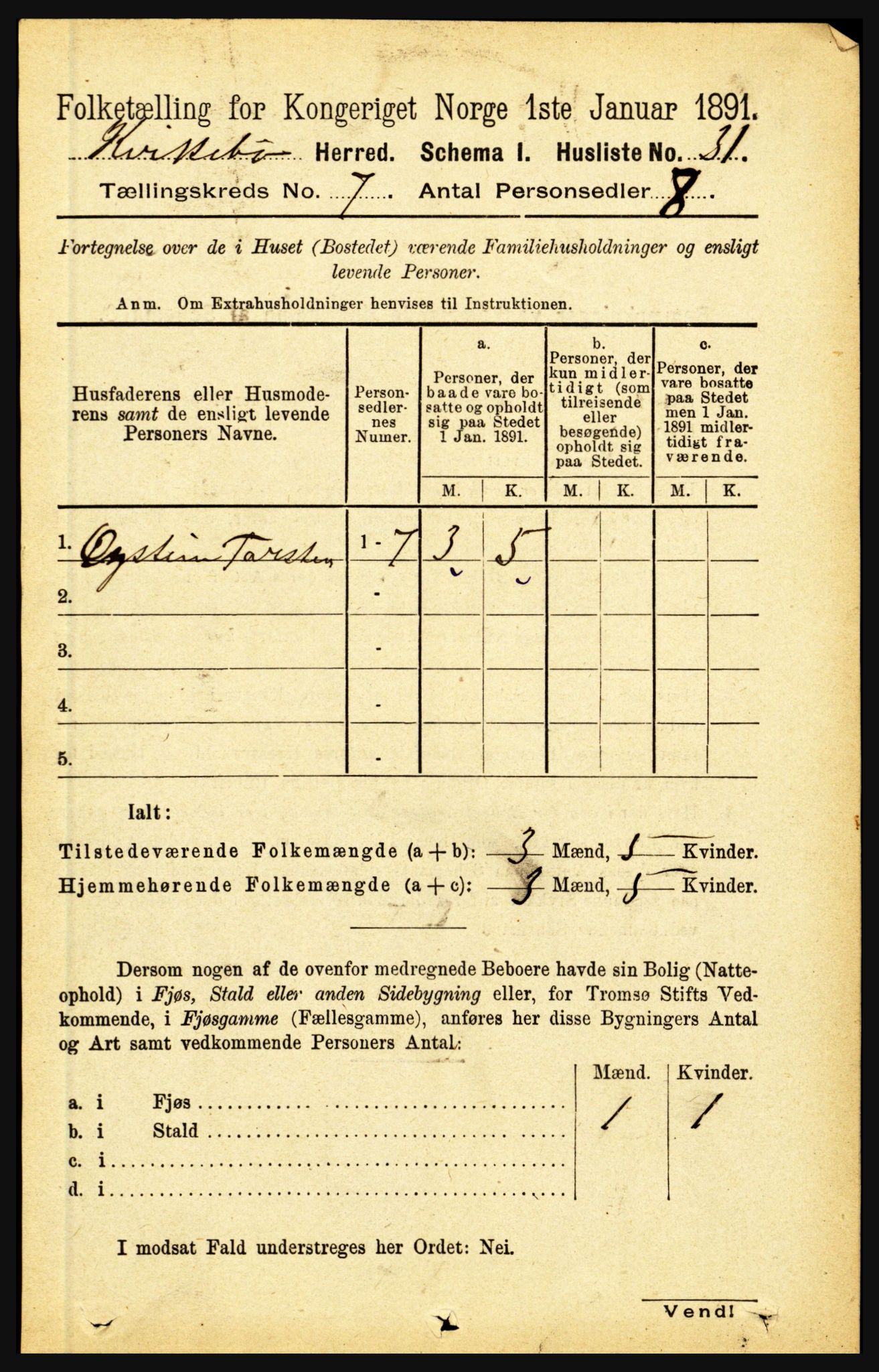 RA, 1891 census for 1416 Kyrkjebø, 1891, p. 1836