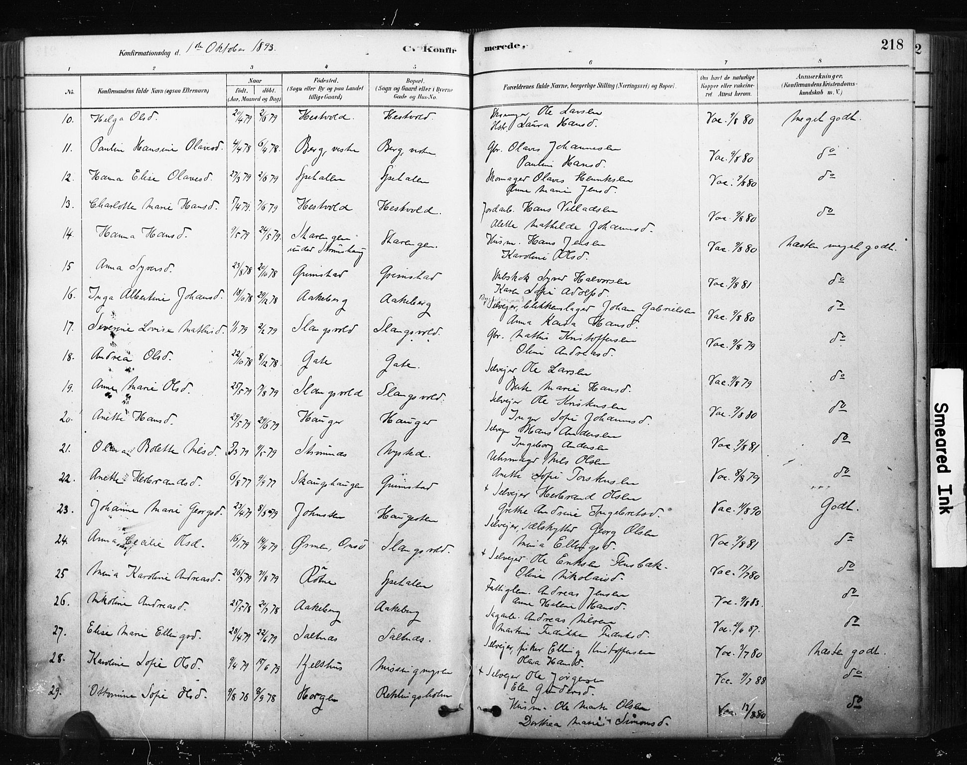 Råde prestekontor kirkebøker, SAO/A-2009/F/Fa/L0007: Parish register (official) no. 7, 1878-1902, p. 218