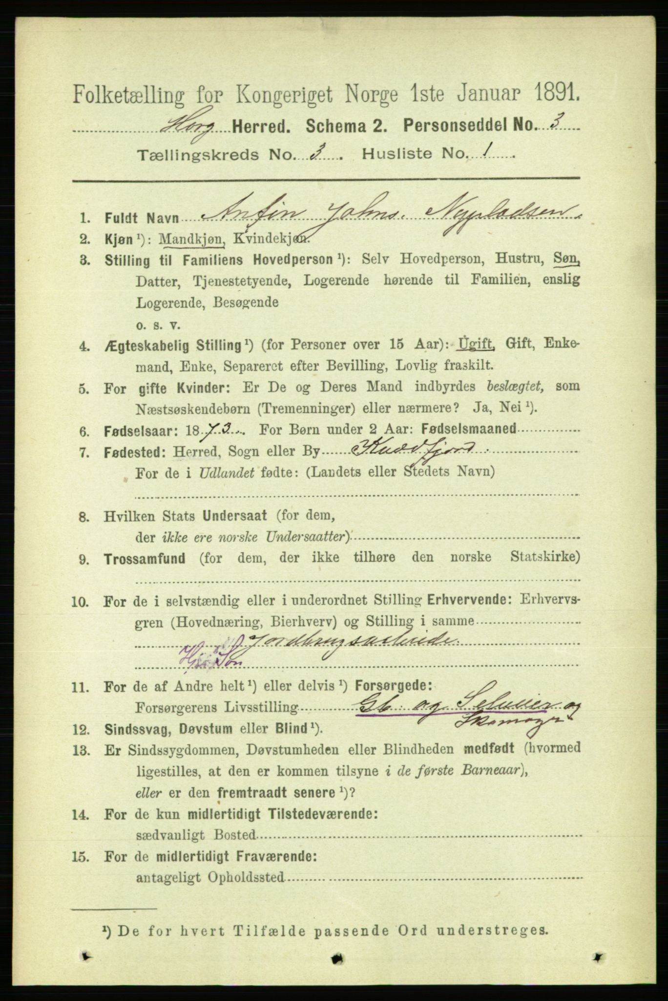 RA, 1891 census for 1650 Horg, 1891, p. 1114