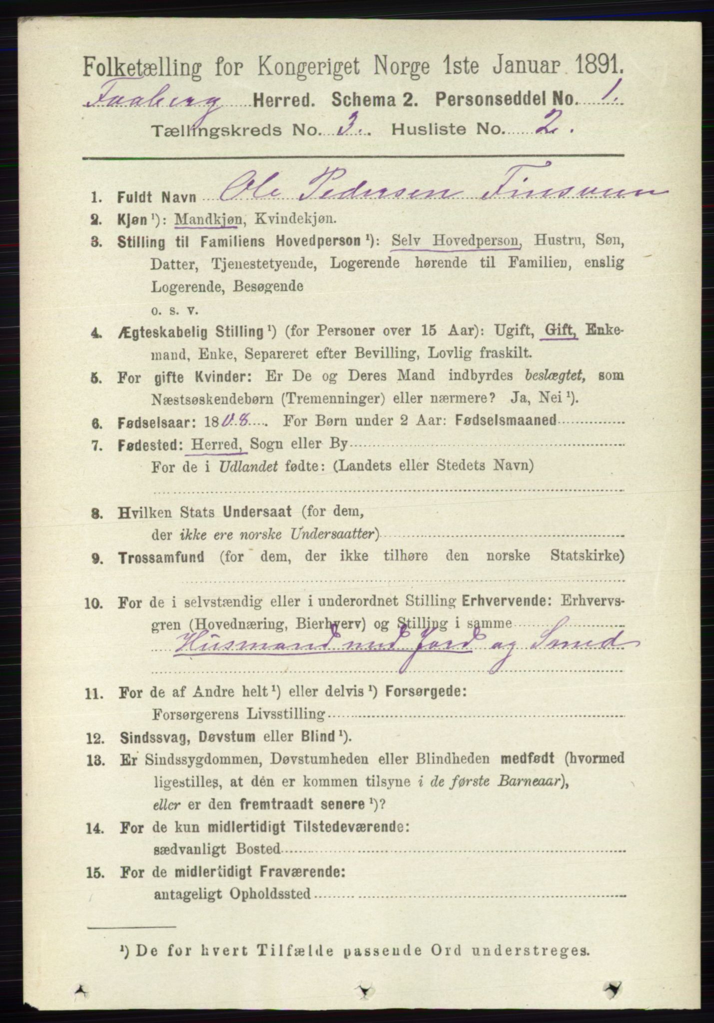 RA, 1891 census for 0524 Fåberg, 1891, p. 866