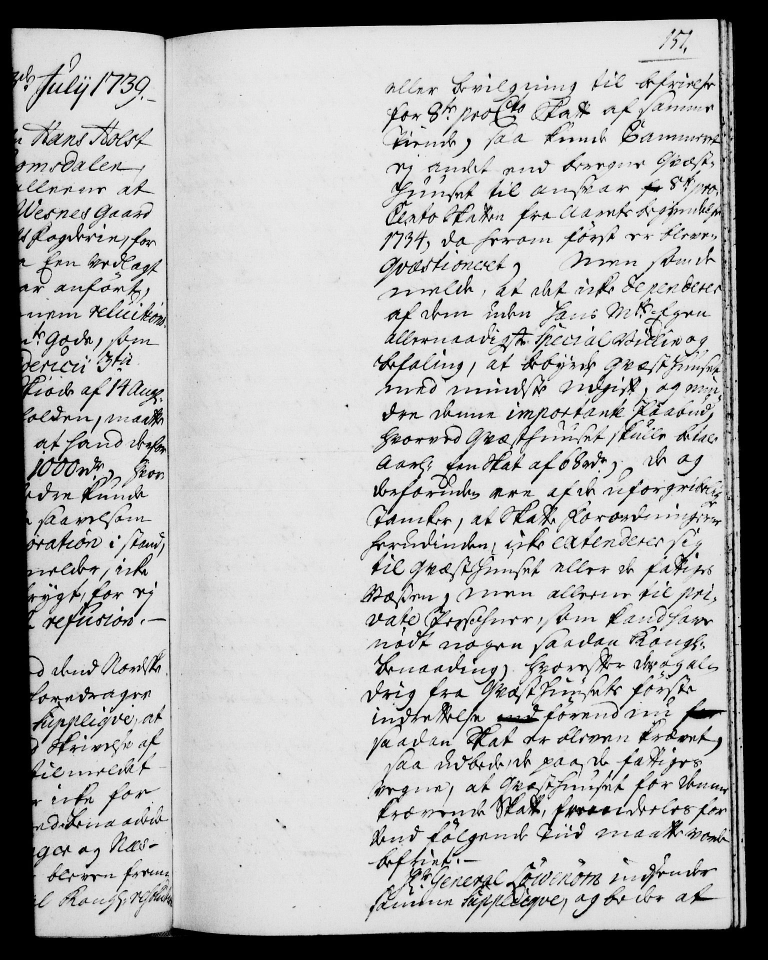 Rentekammeret, Kammerkanselliet, AV/RA-EA-3111/G/Gh/Gha/L0021: Norsk ekstraktmemorialprotokoll (merket RK 53.66), 1739, p. 151