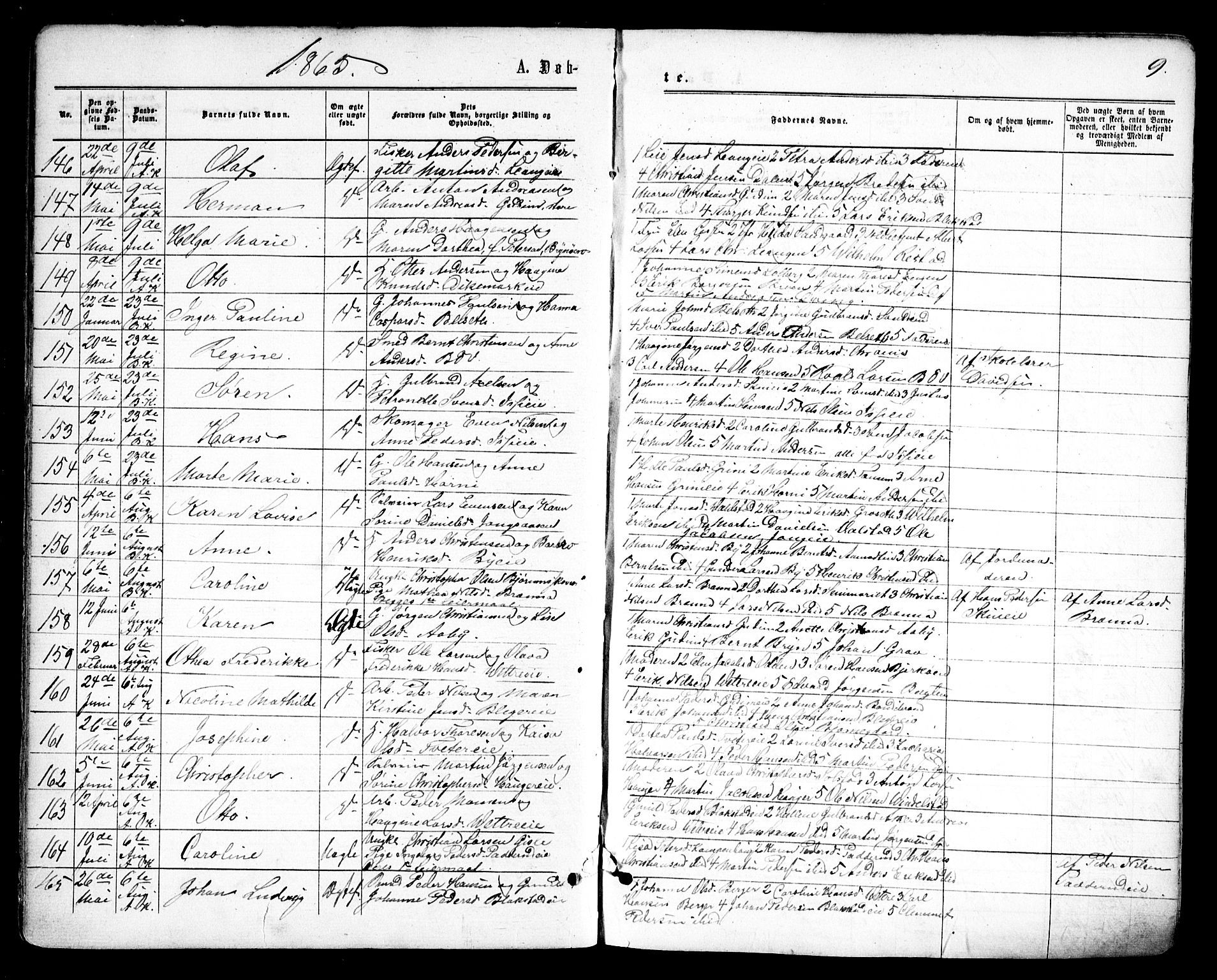 Asker prestekontor Kirkebøker, AV/SAO-A-10256a/F/Fa/L0008: Parish register (official) no. I 8, 1865-1878, p. 9