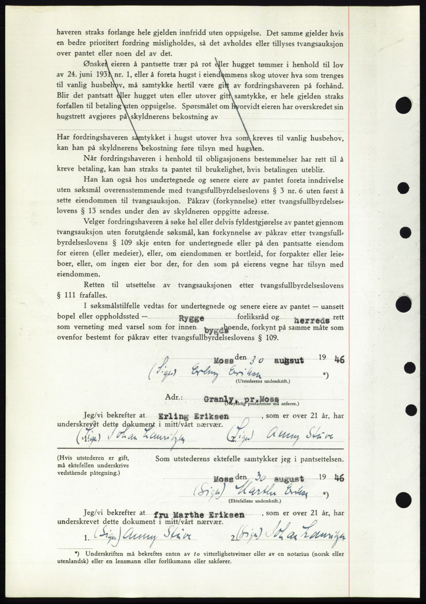 Moss sorenskriveri, SAO/A-10168: Mortgage book no. B15, 1946-1946, Diary no: : 2095/1946