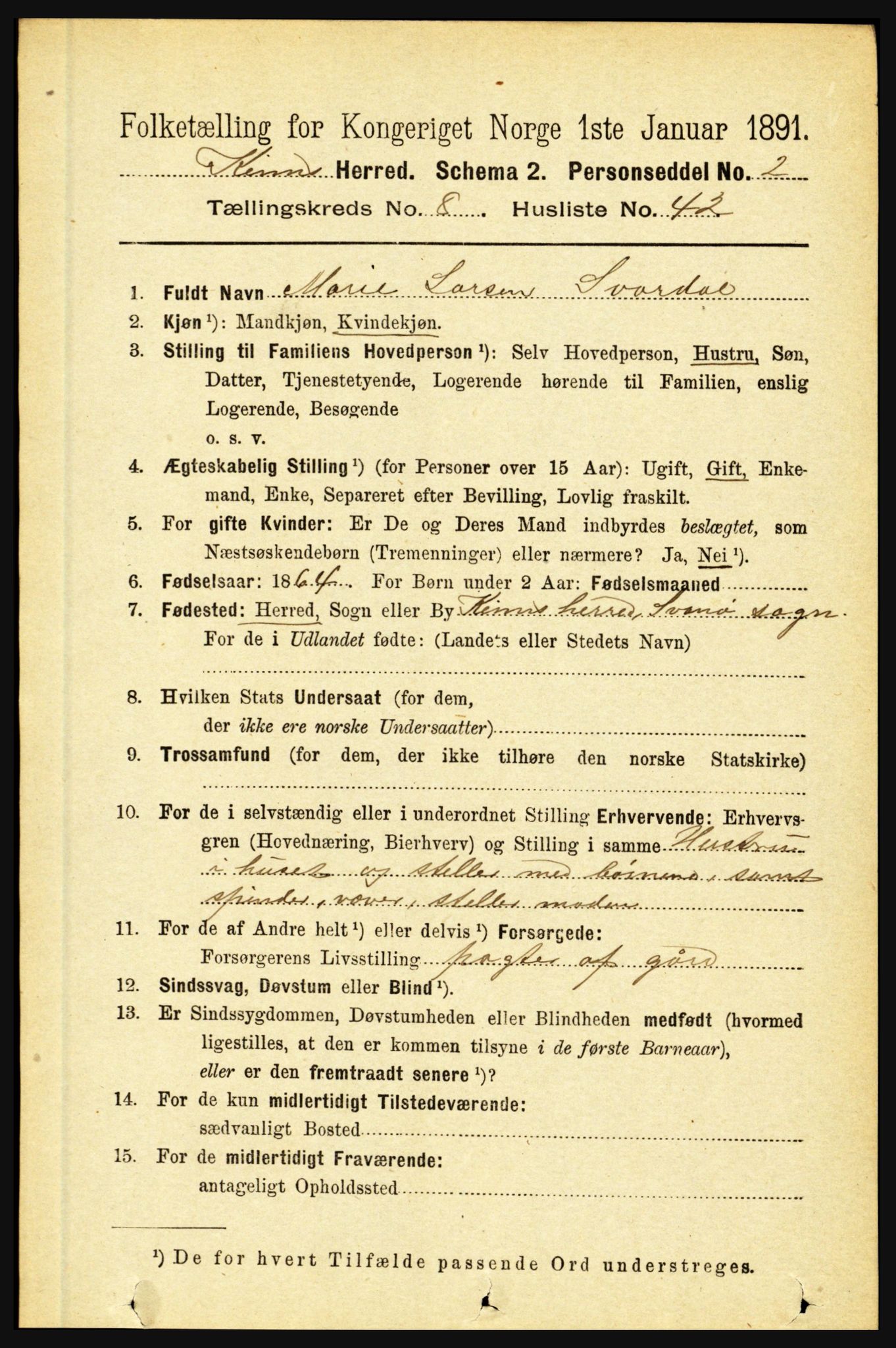 RA, 1891 census for 1437 Kinn, 1891, p. 3371