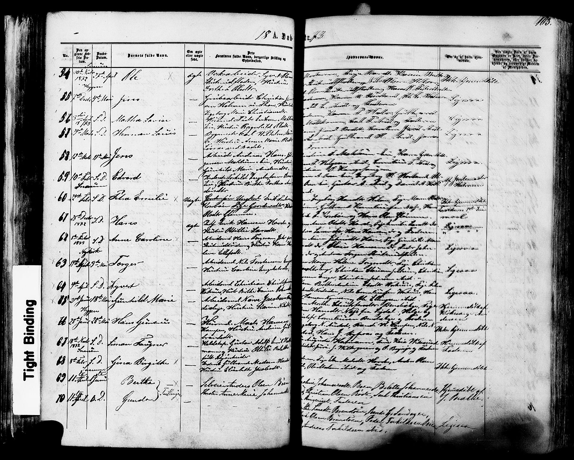 Modum kirkebøker, SAKO/A-234/F/Fa/L0010: Parish register (official) no. 10, 1865-1876, p. 103