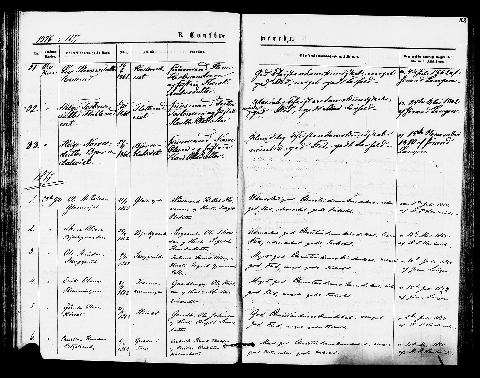 Rollag kirkebøker, AV/SAKO-A-240/F/Fa/L0010: Parish register (official) no. I 10, 1874-1877, p. 82