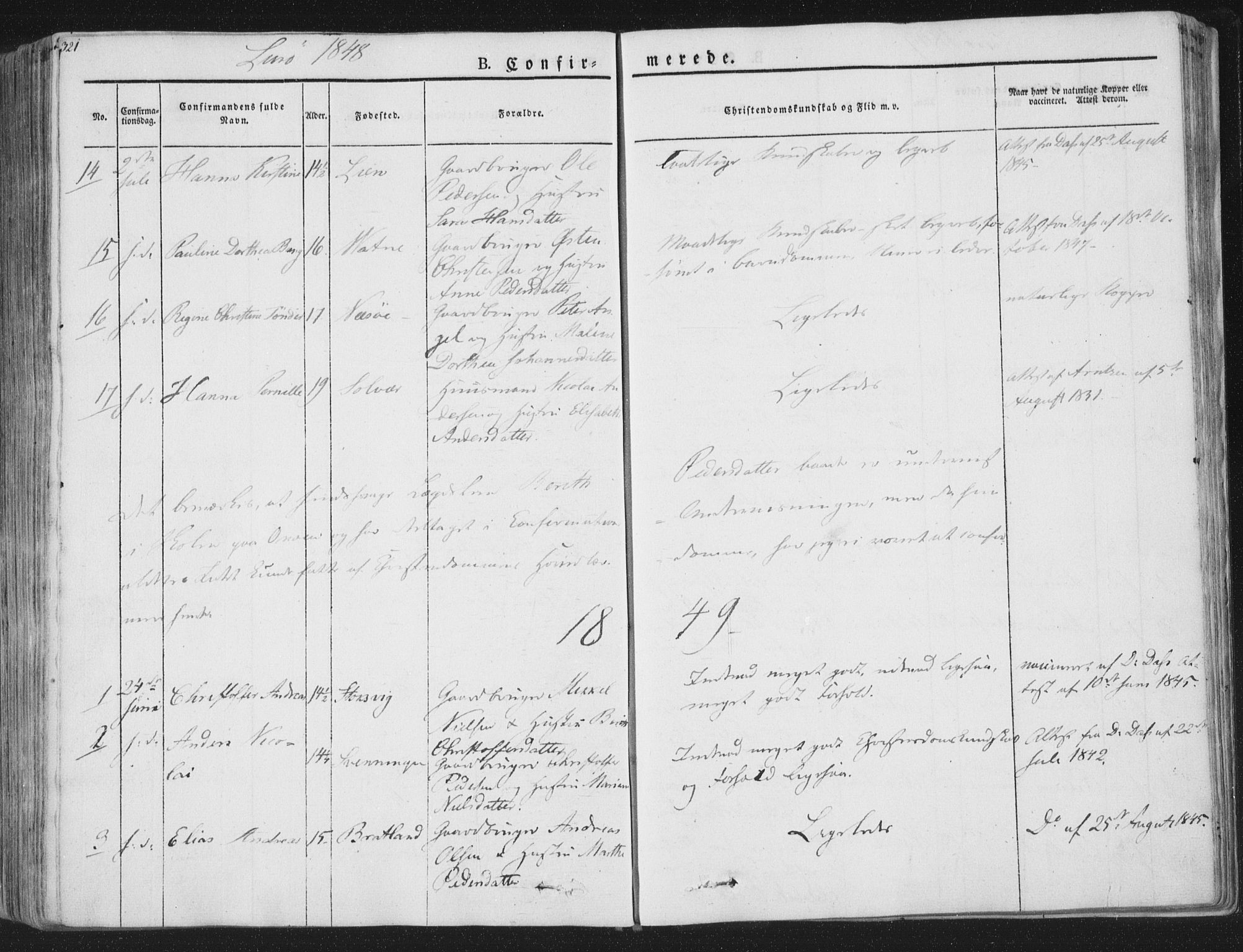 Ministerialprotokoller, klokkerbøker og fødselsregistre - Nordland, AV/SAT-A-1459/839/L0565: Parish register (official) no. 839A02, 1825-1862, p. 321