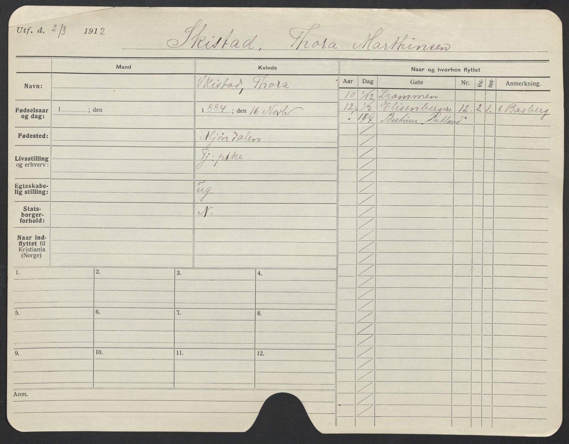 Oslo folkeregister, Registerkort, AV/SAO-A-11715/F/Fa/Fac/L0023: Kvinner, 1906-1914, p. 901a