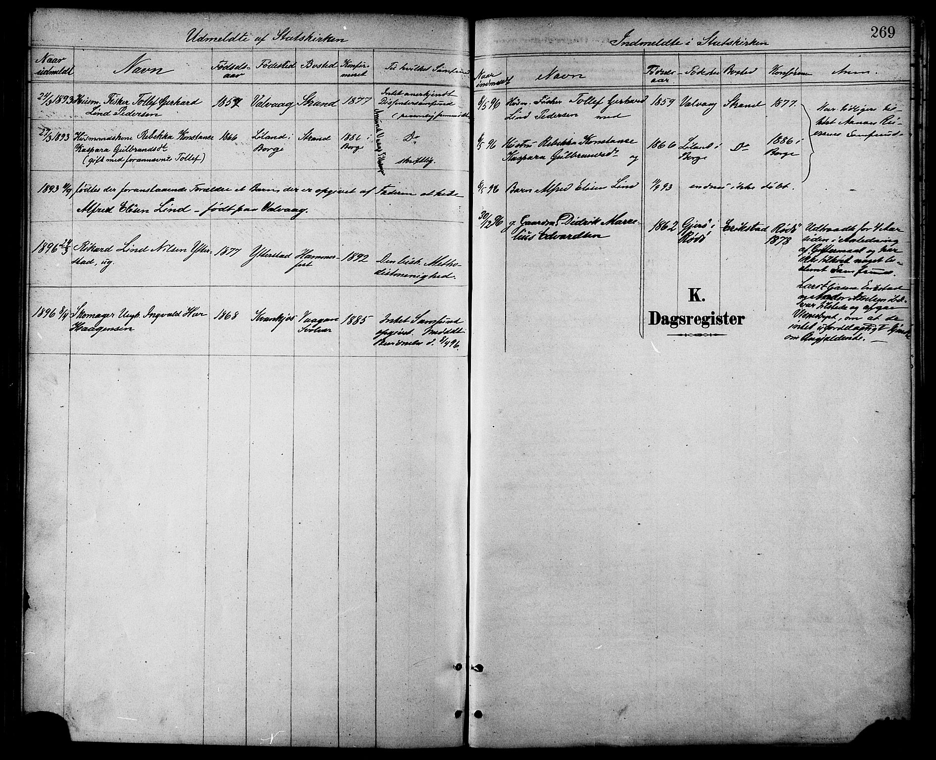 Ministerialprotokoller, klokkerbøker og fødselsregistre - Nordland, AV/SAT-A-1459/872/L1035: Parish register (official) no. 872A10, 1884-1896, p. 269