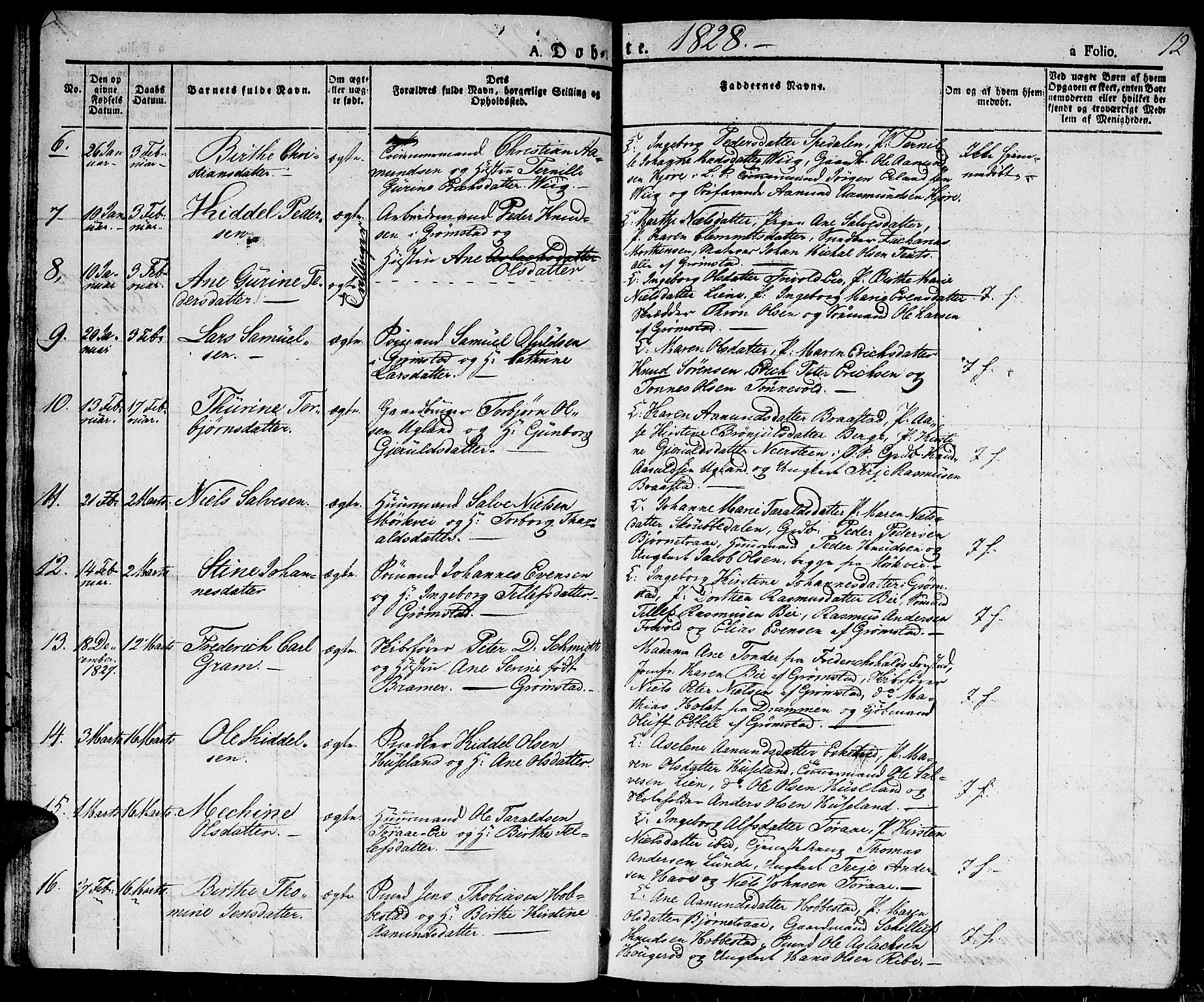 Fjære sokneprestkontor, AV/SAK-1111-0011/F/Fa/L0002: Parish register (official) no. A 2, 1827-1839, p. 12