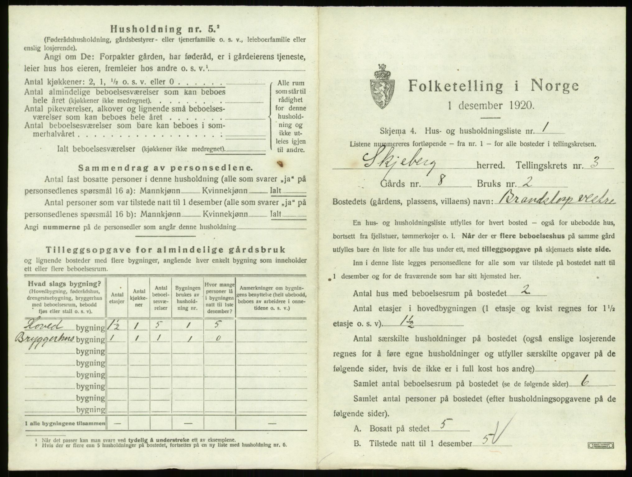 SAO, 1920 census for Skjeberg, 1920, p. 431