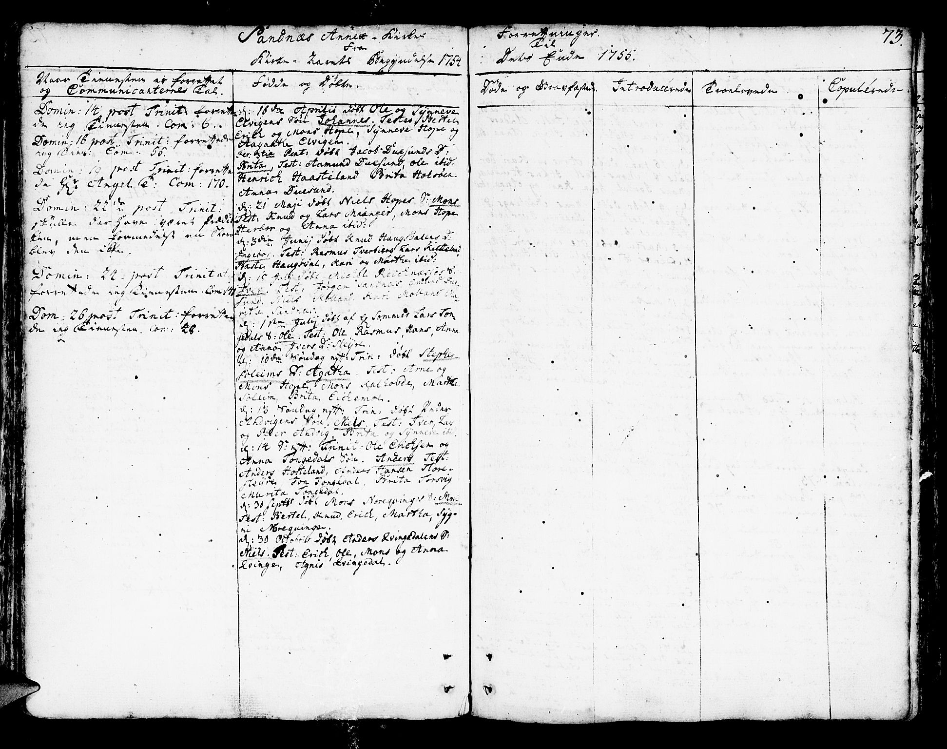 Lindås Sokneprestembete, AV/SAB-A-76701/H/Haa/Haaa/L0003: Parish register (official) no. A 3, 1748-1764, p. 73