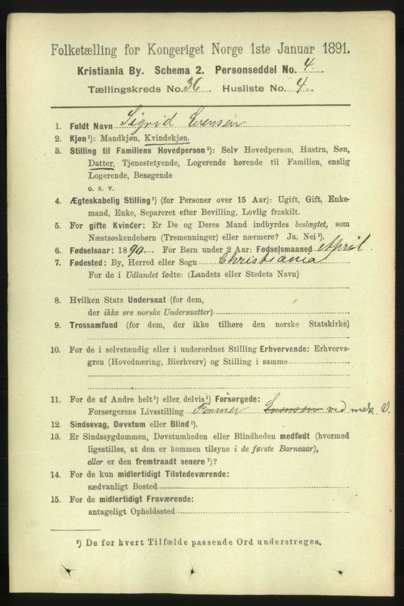 RA, 1891 census for 0301 Kristiania, 1891, p. 20095
