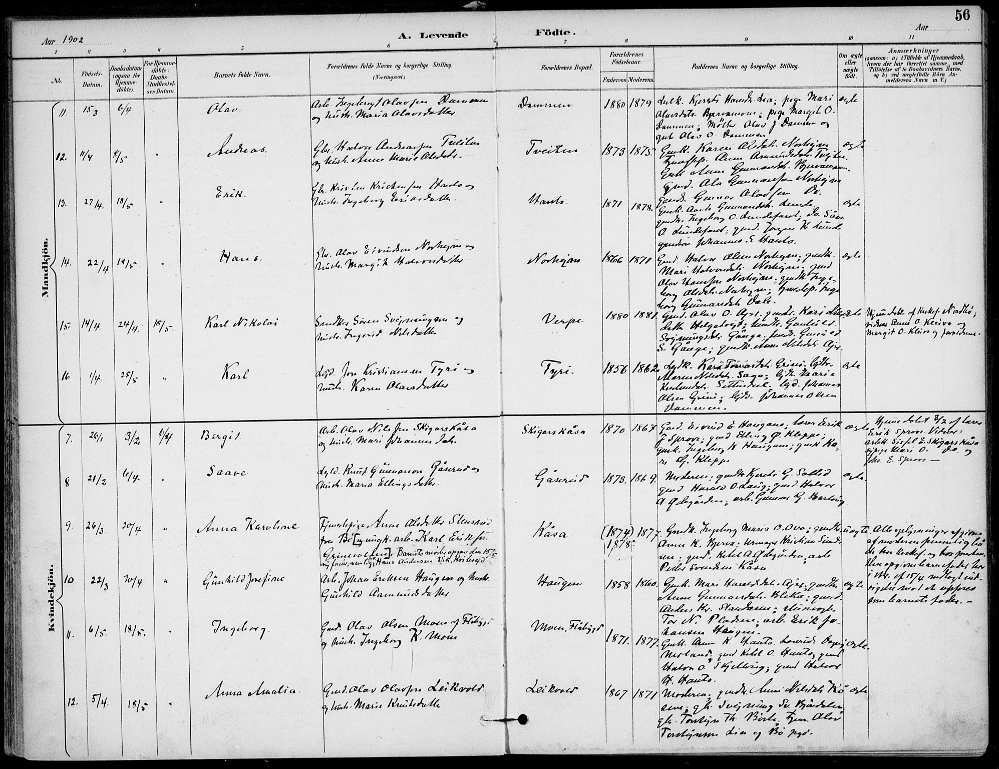 Lunde kirkebøker, SAKO/A-282/F/Fa/L0003: Parish register (official) no. I 3, 1893-1902, p. 56
