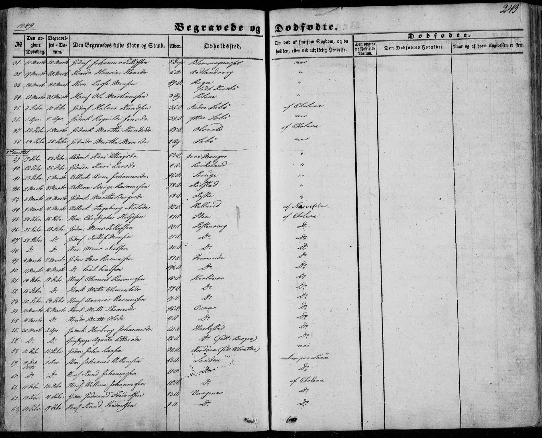 Manger sokneprestembete, SAB/A-76801/H/Haa: Parish register (official) no. A 6, 1849-1859, p. 243