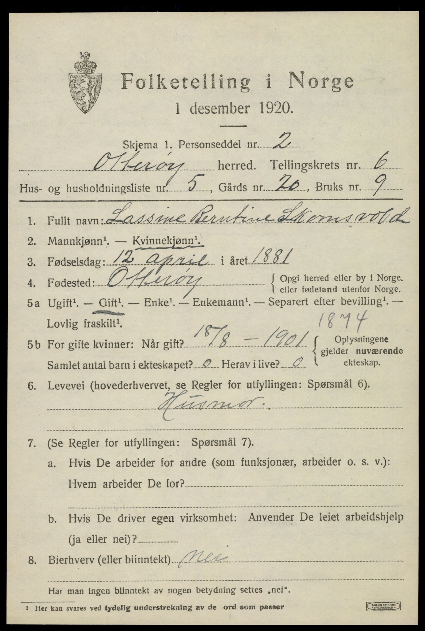 SAT, 1920 census for Otterøy, 1920, p. 2275