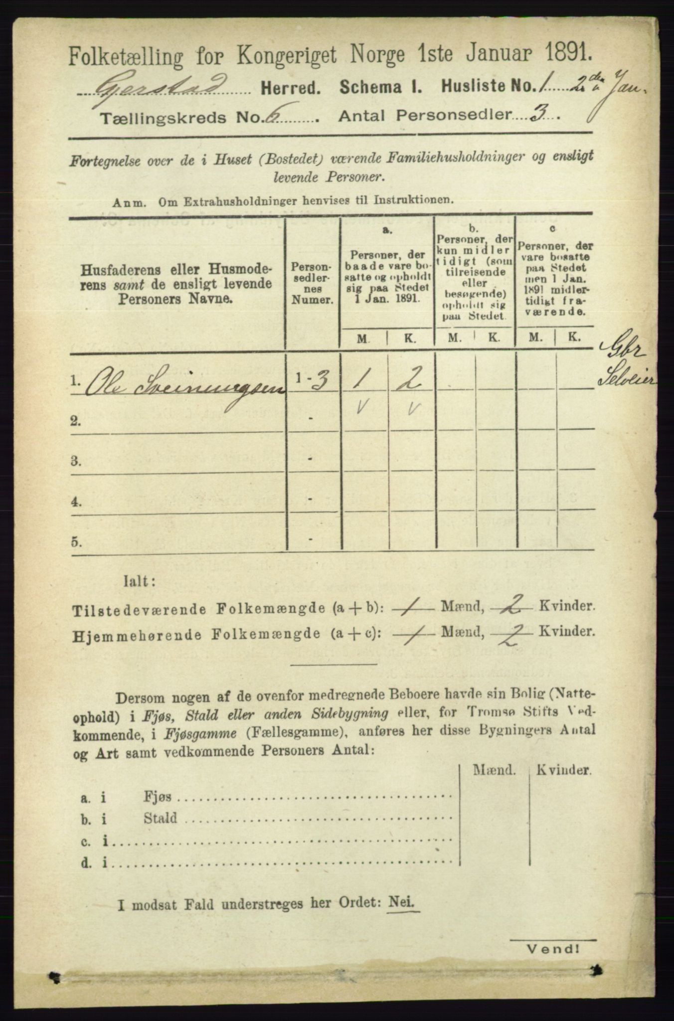 RA, 1891 census for 0911 Gjerstad, 1891, p. 2328
