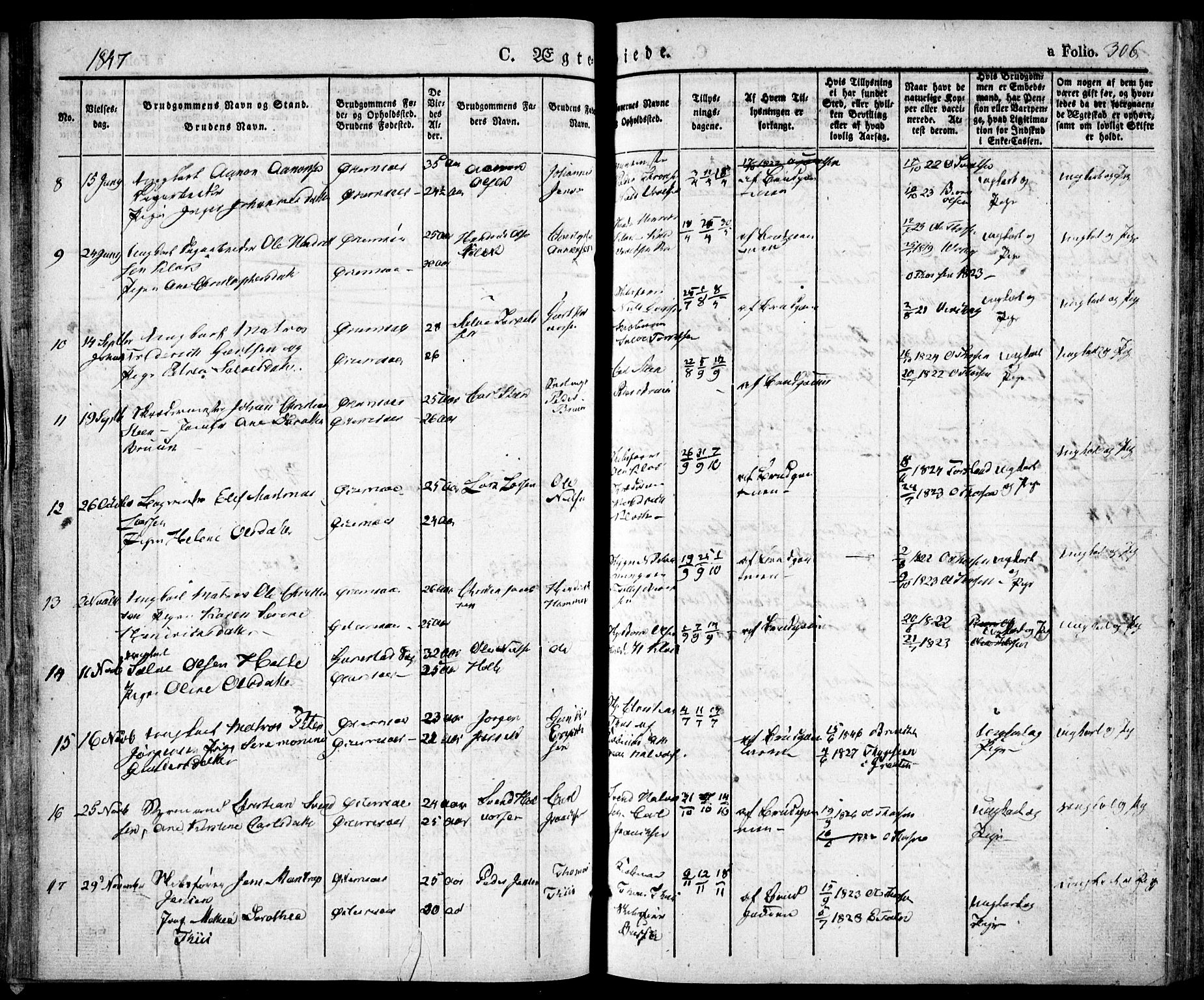 Risør sokneprestkontor, AV/SAK-1111-0035/F/Fa/L0003: Parish register (official) no. A 3, 1838-1864, p. 306