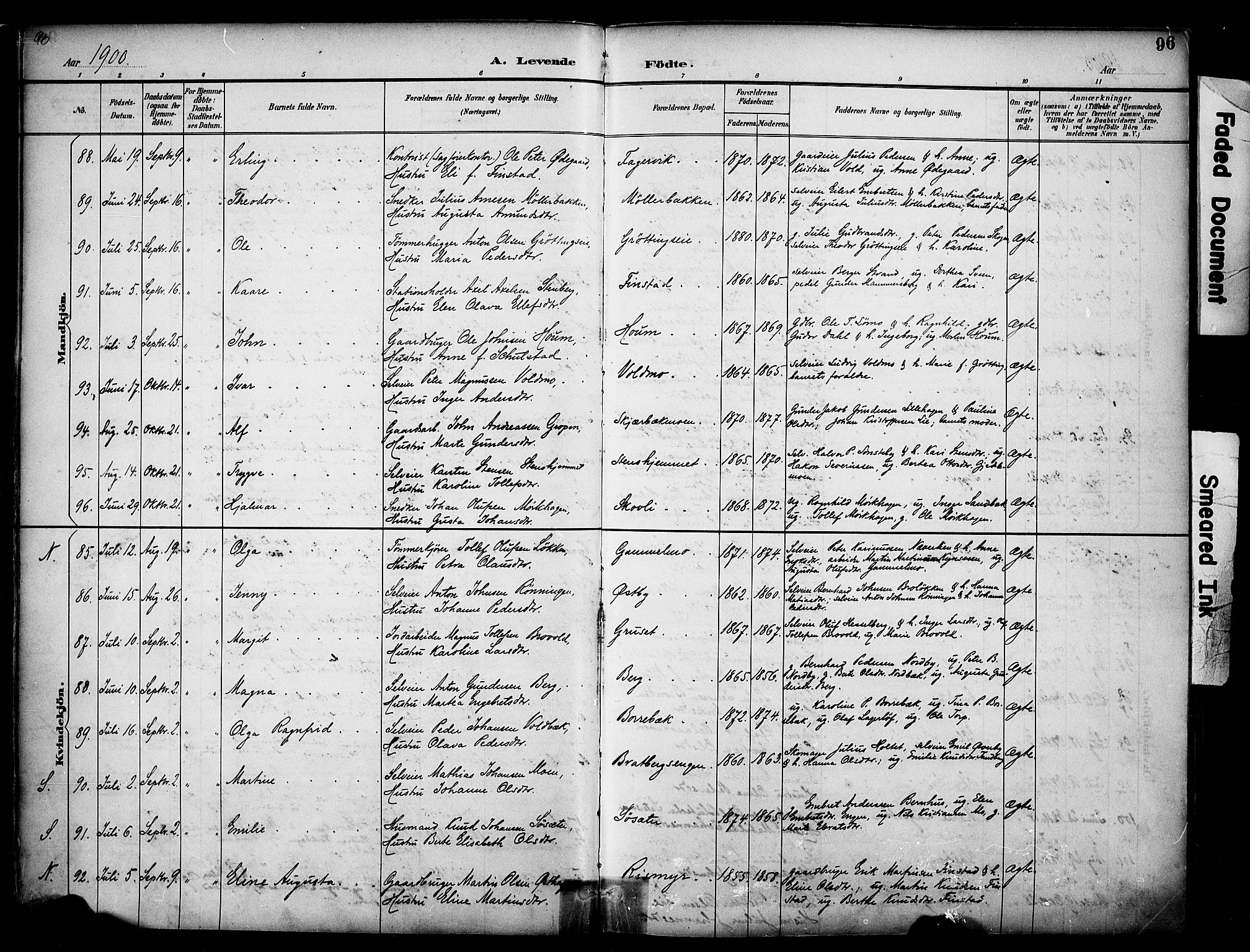 Elverum prestekontor, AV/SAH-PREST-044/H/Ha/Haa/L0014: Parish register (official) no. 14, 1891-1909, p. 96